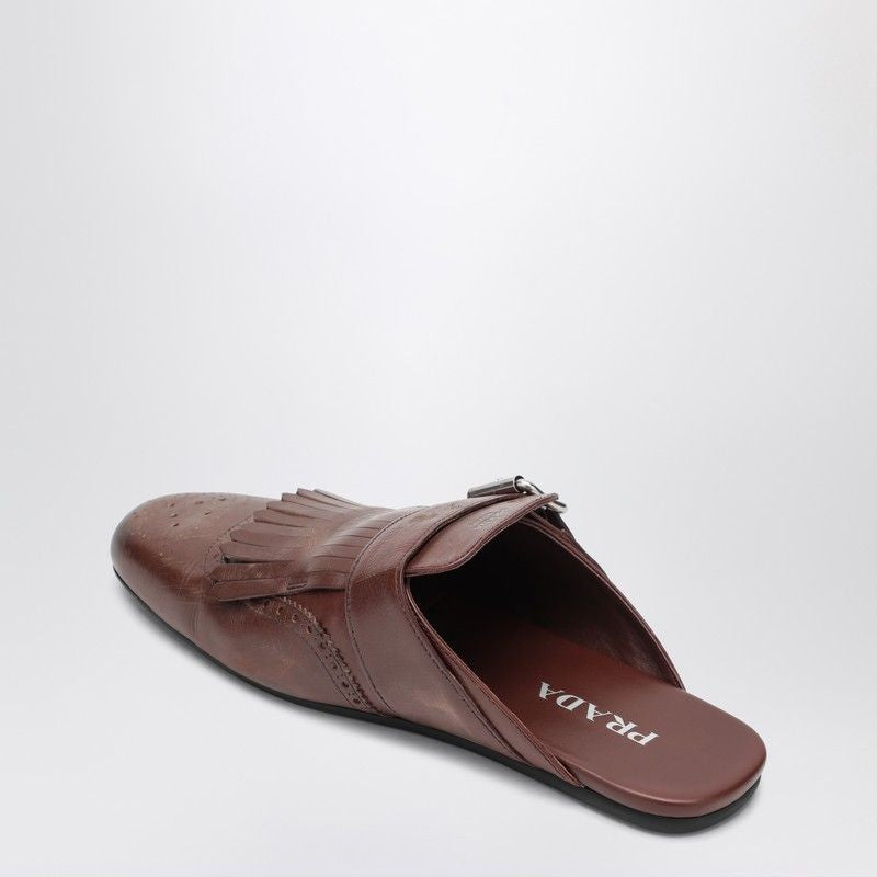 PRADA Leather Sabot Shuffle with Buckle