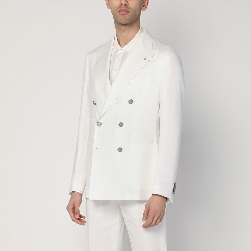 TAGLIATORE Double-Breasted Linen Jacket