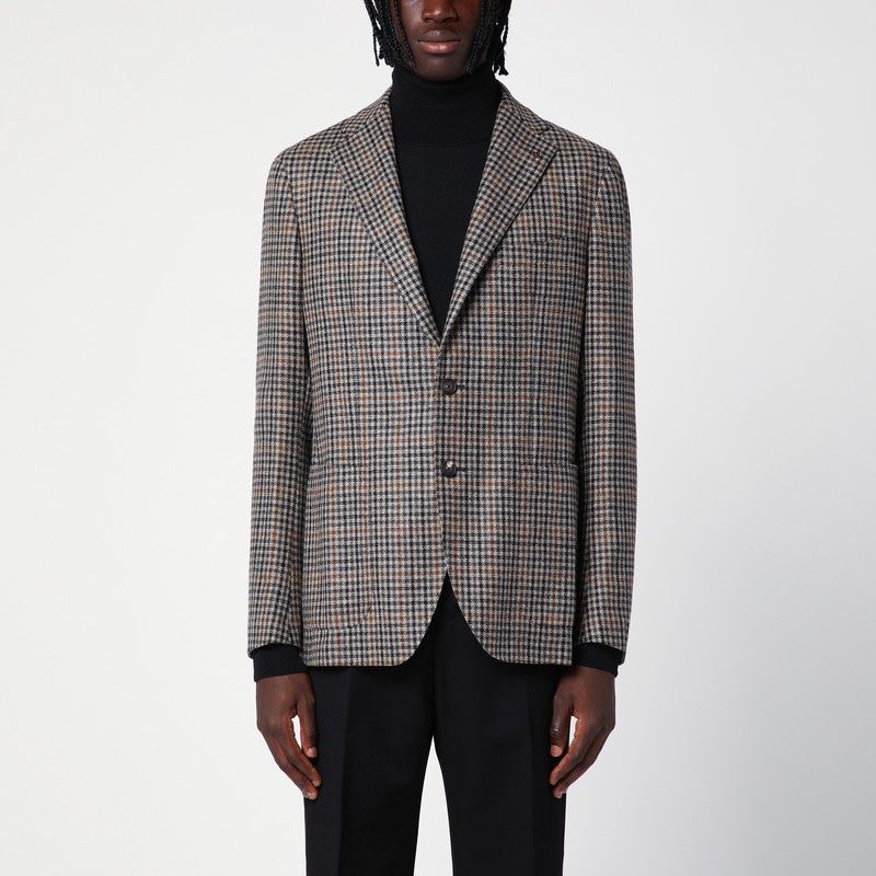 TAGLIATORE Single-Breasted Wool Vichy Pattern Jacket