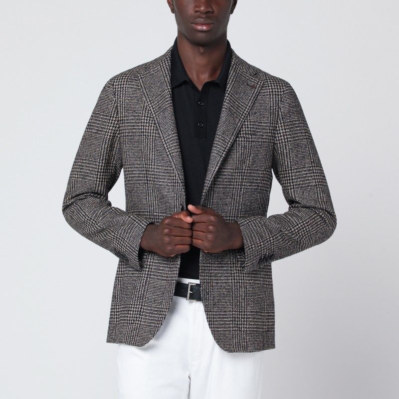 TAGLIATORE Men's Single-Breasted Jacket in Prince of Wales Check - FW25
