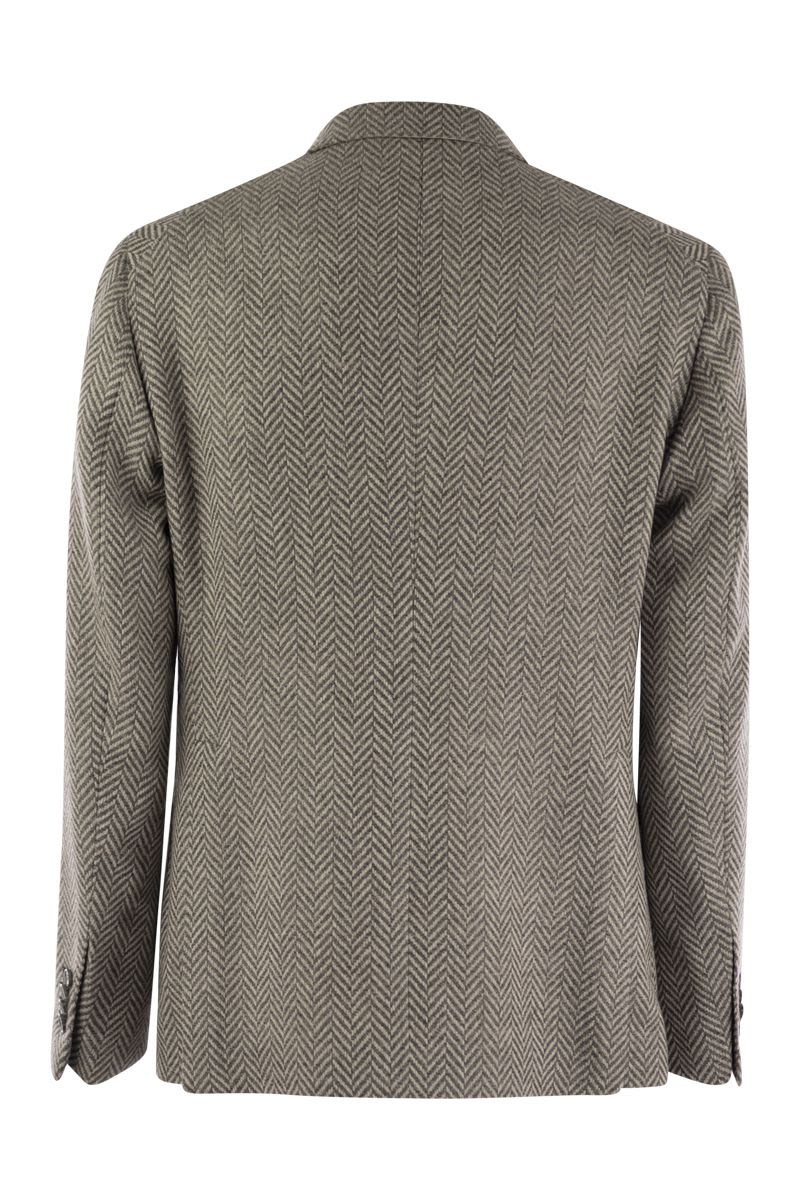 TAGLIATORE Men's Wool and Cashmere Jacket with Herringbone Pattern