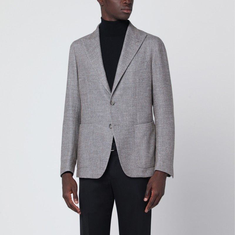 TAGLIATORE Single-Breasted Jacket in Wool and Silk Blend