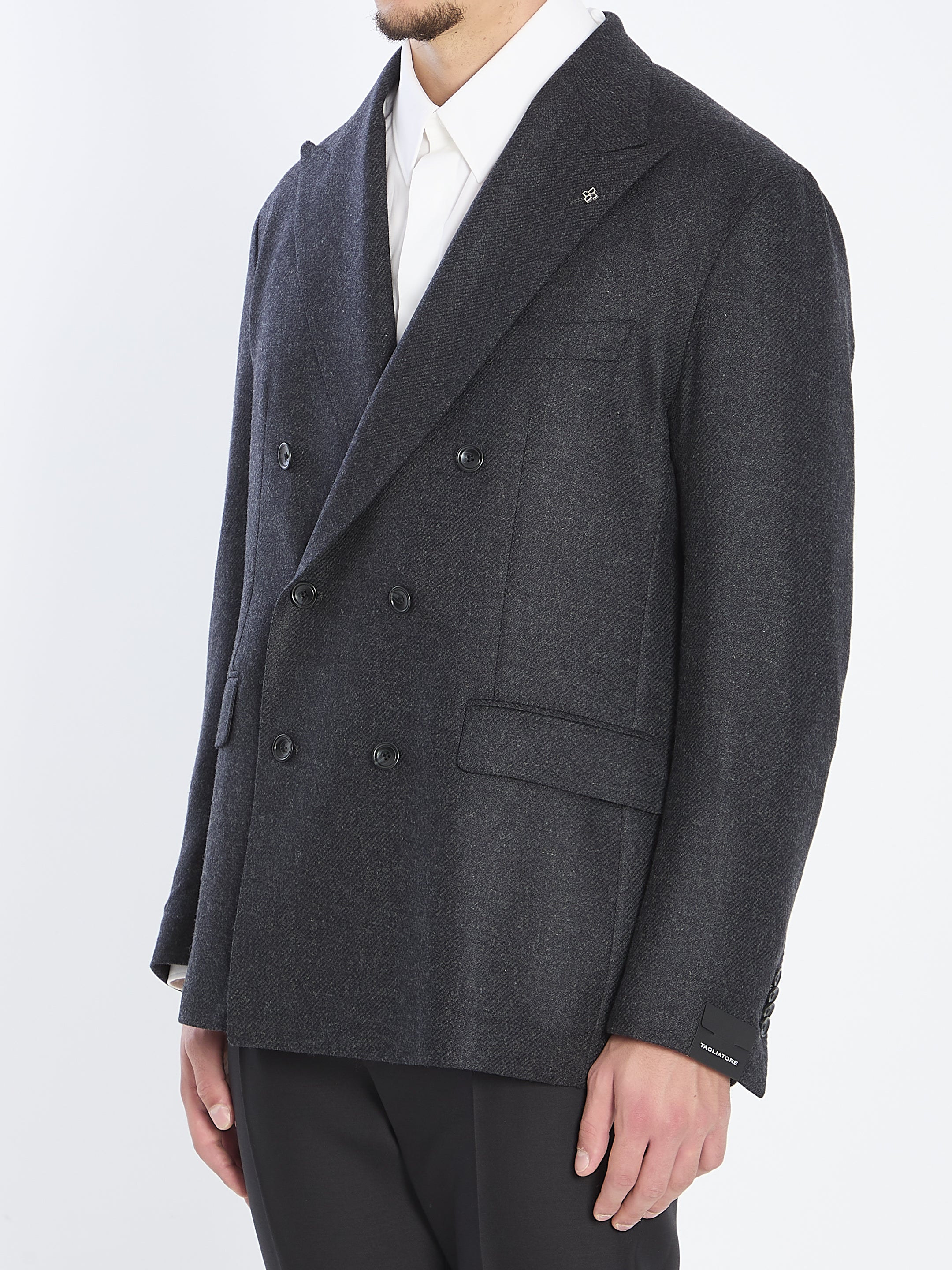 TAGLIATORE Double-Breasted Jacket in Diagonal Wool - Size 50