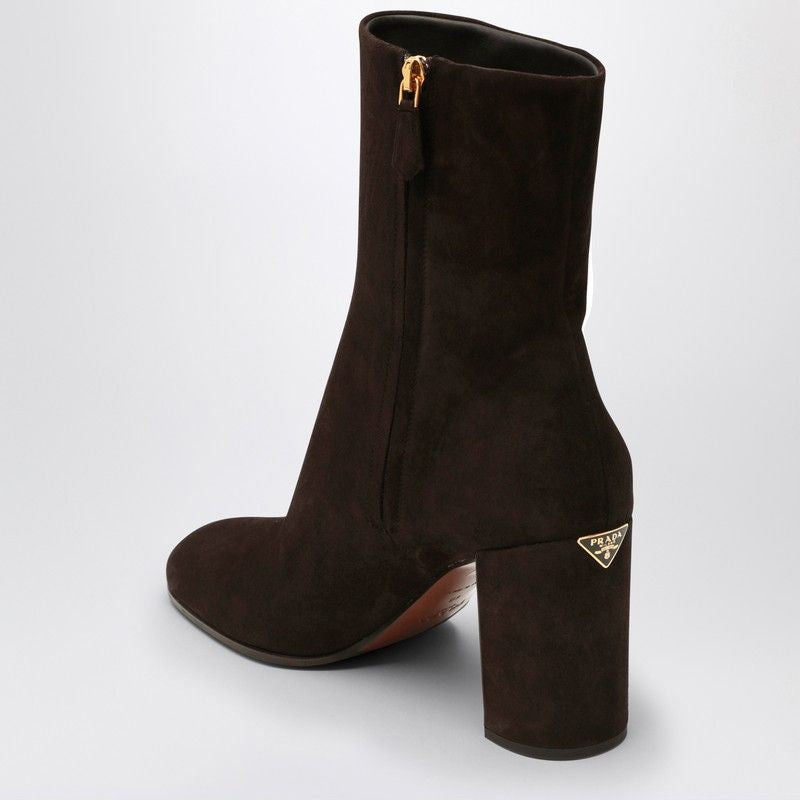 PRADA Chic Suede Boot with Enamelled Heel for Women