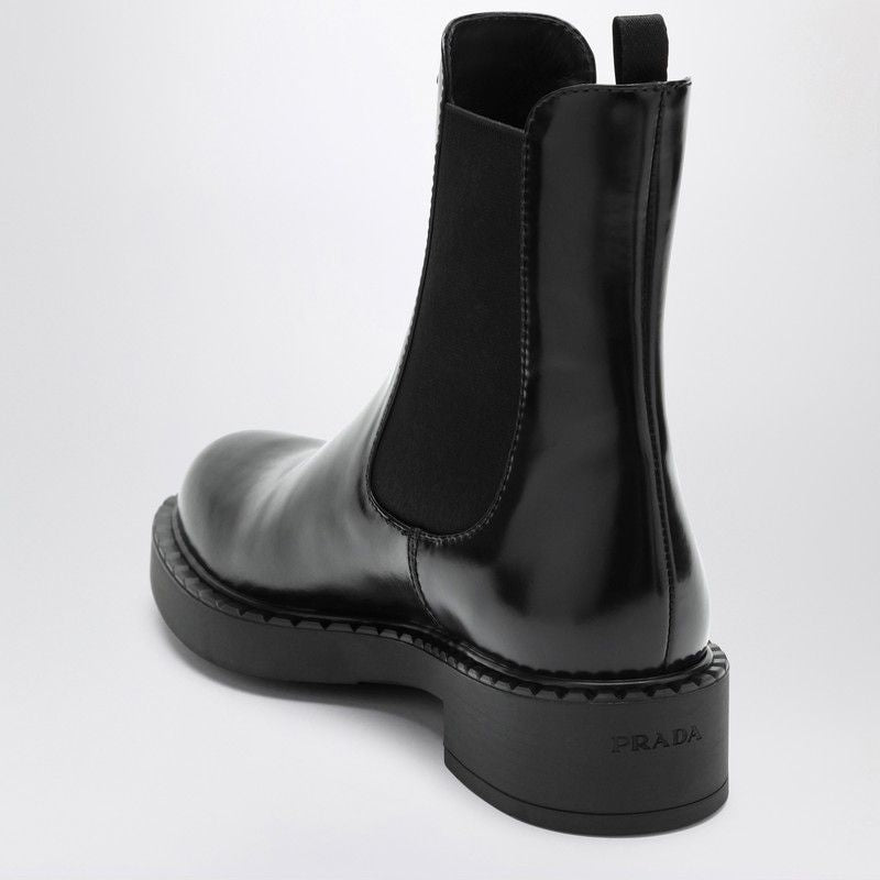 PRADA Polished Leather Chelsea Ankle Boots for Women