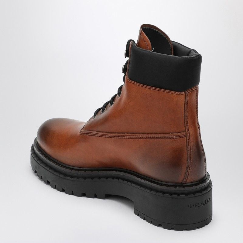 PRADA Leather Ankle Boots with Re-Nylon Detailing for Women