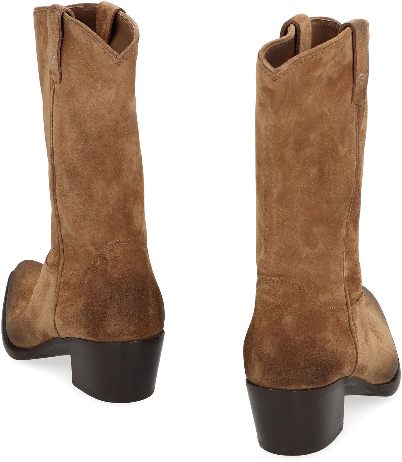 PRADA Pointed Toe Vintage Suede Ankle Boots - SS25 Collection