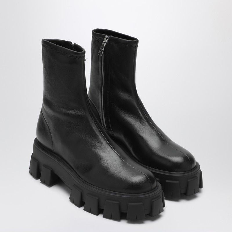 PRADA Stretch Nappa Monolith Ankle Boots