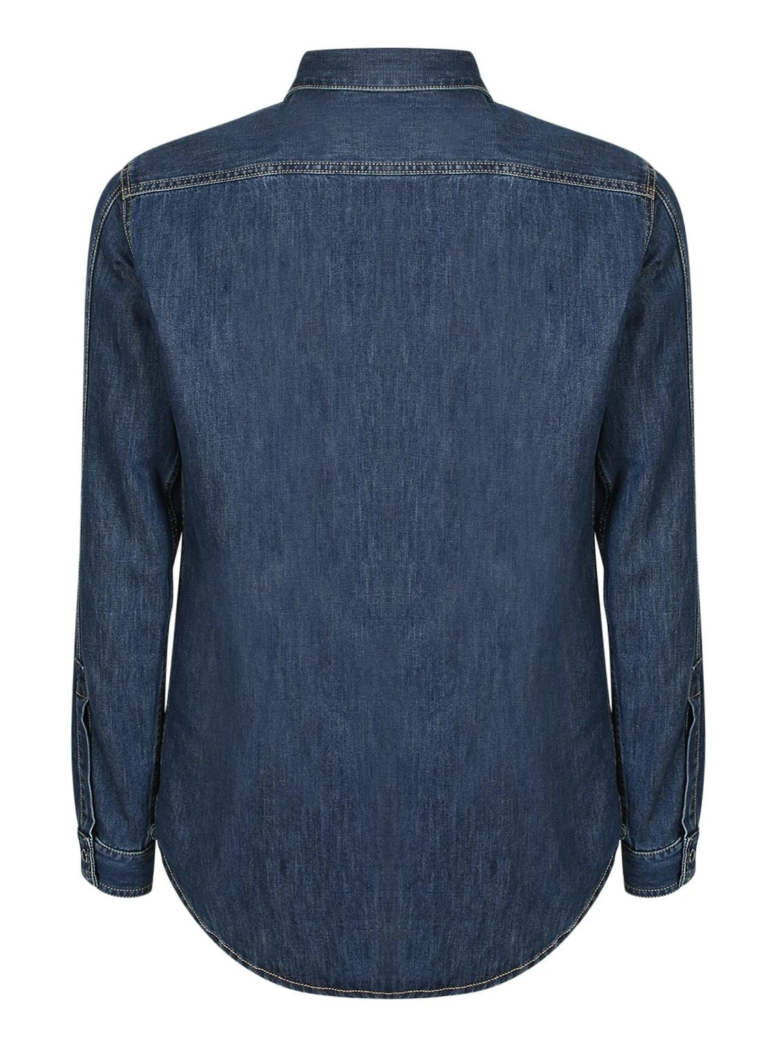 VALENTINO Denim Shirt with Buttoned Closure and Contrast Seams