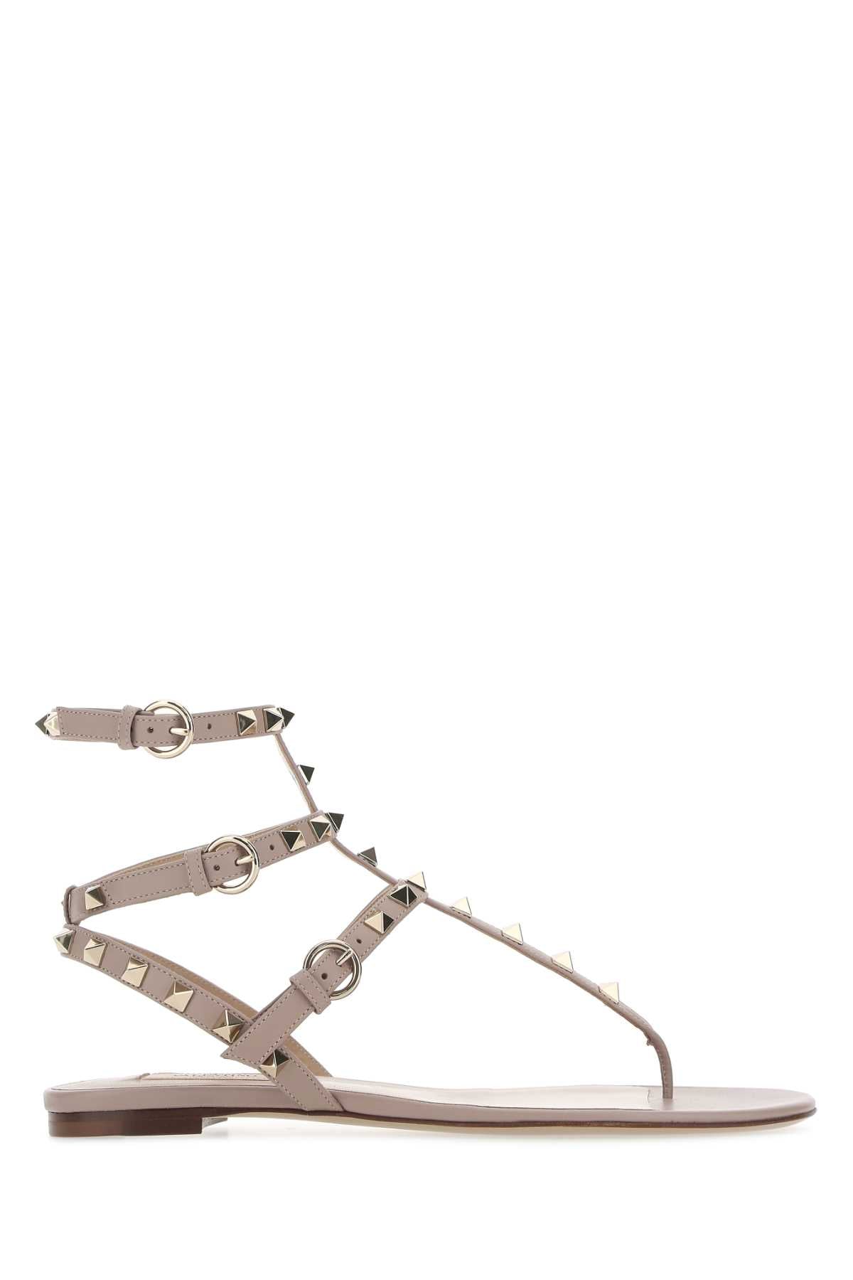 VALENTINO GARAVANI Antiqued Leather Rockstud Thong Sandals for Women