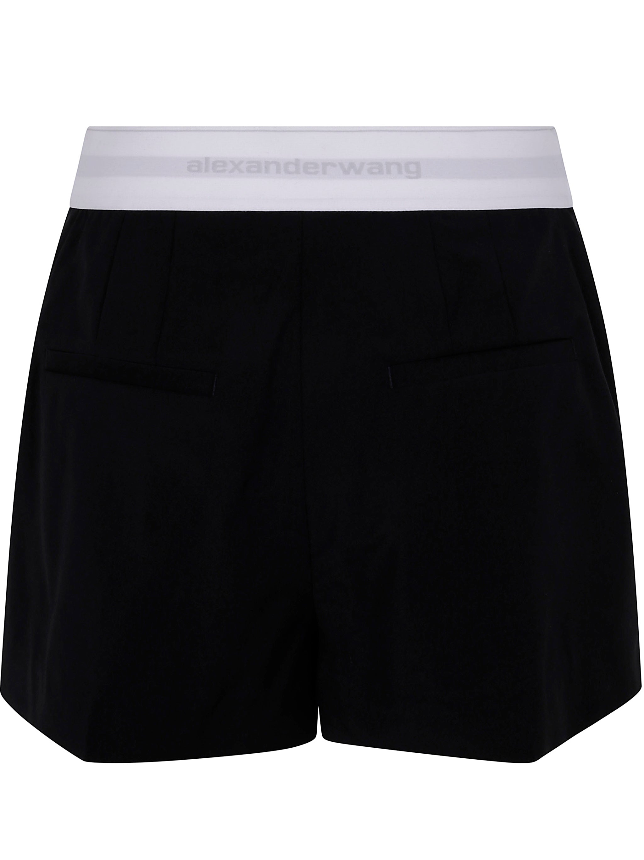 ALEXANDER WANG High Waisted Pleated Mini Short with Logo Elastic
