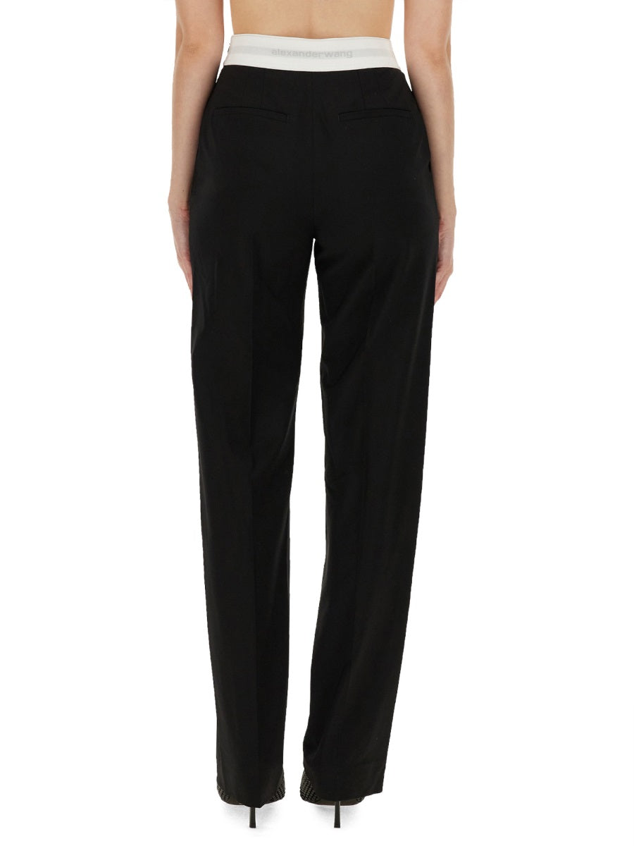 ALEXANDER WANG High Waisted Pleated Pant with Logo Elastic