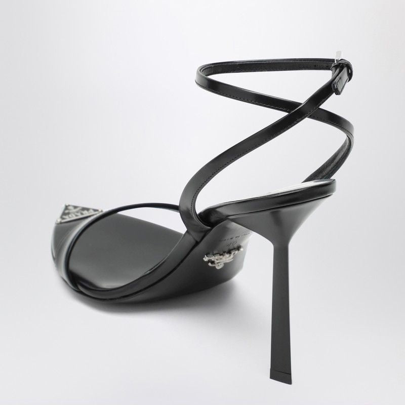 PRADA High-Heeled Sandals with Pointed Toe and Geometric Heel