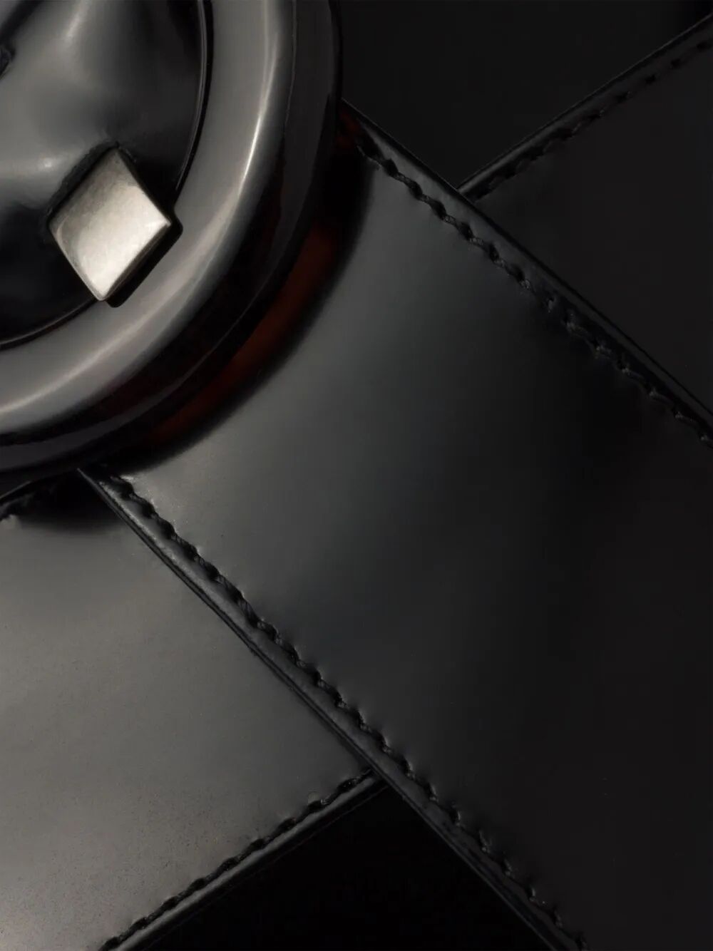 PRADA Brushed Leather Crisscross Band Sandals with Plexiglas Buckle - 3.5 cm Heel