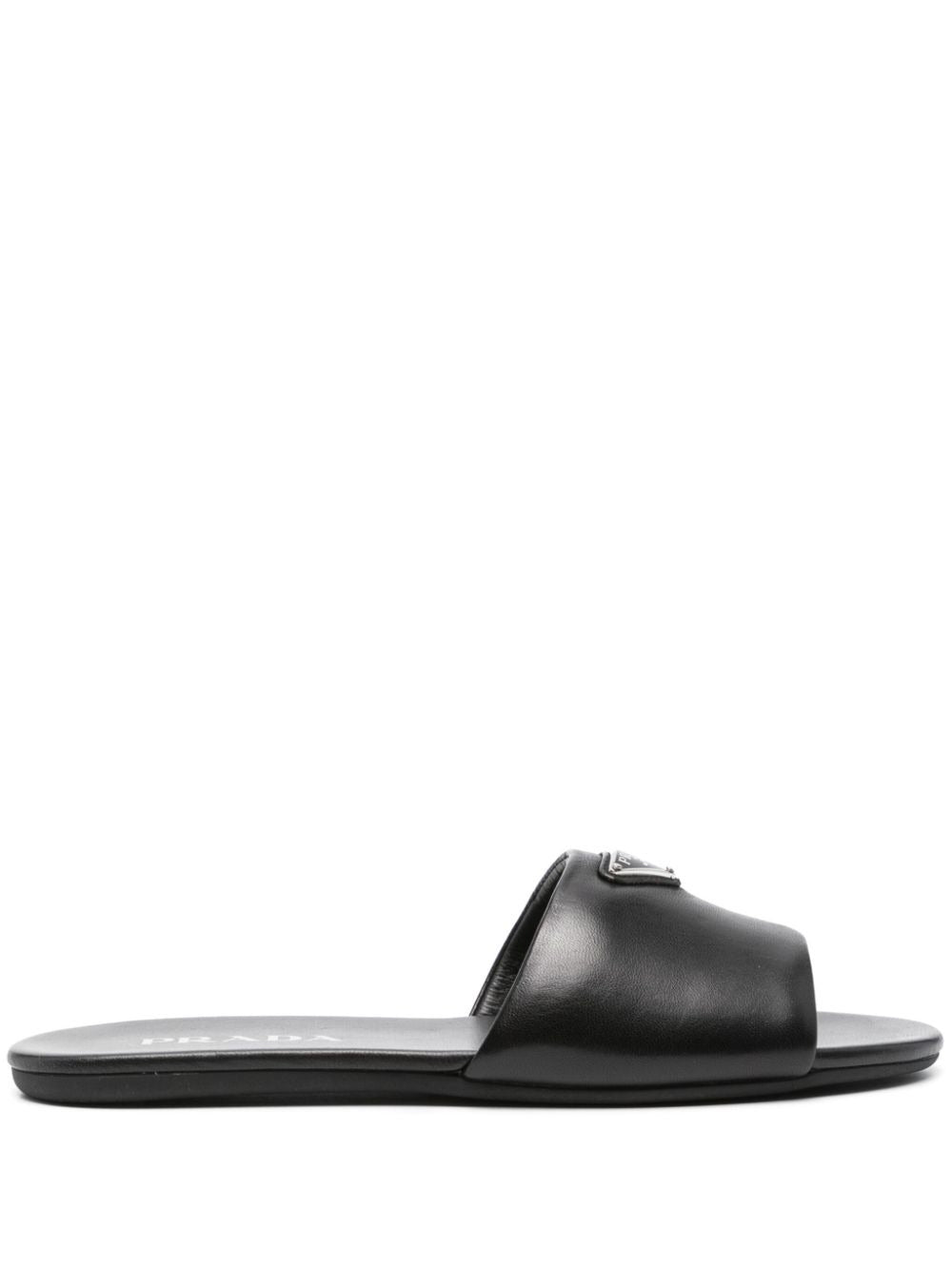 PRADA Leather Slide Sandals with 1 cm Heel