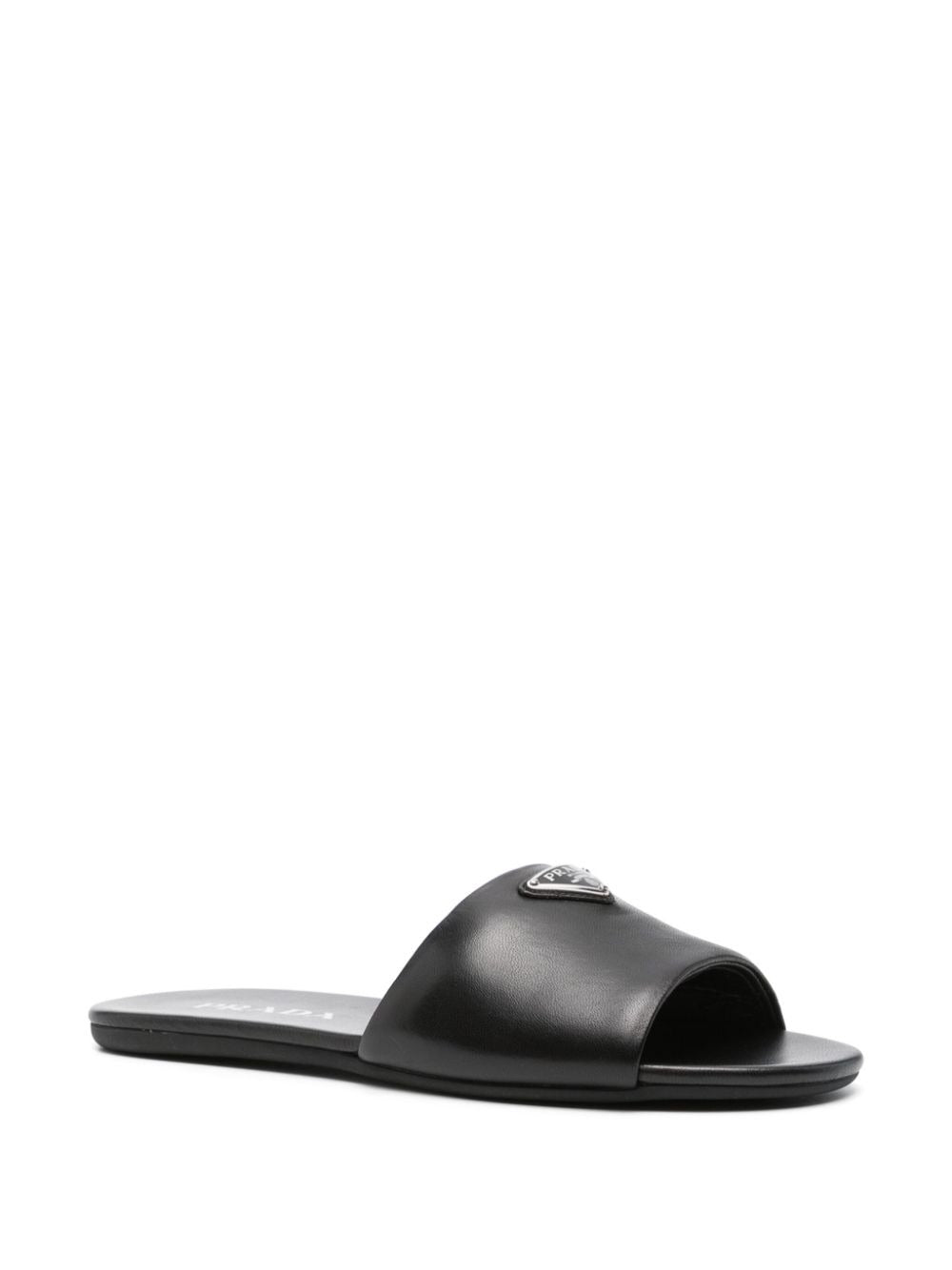 PRADA Leather Slide Sandals with 1 cm Heel