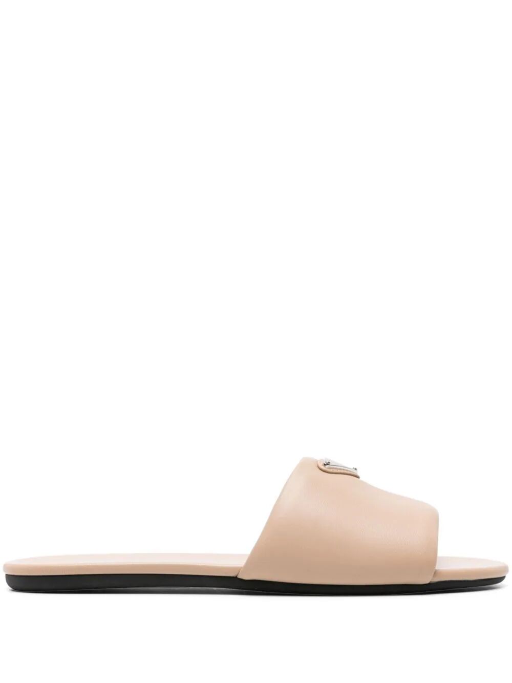 PRADA Leather Slide Sandals with 1 cm Heel