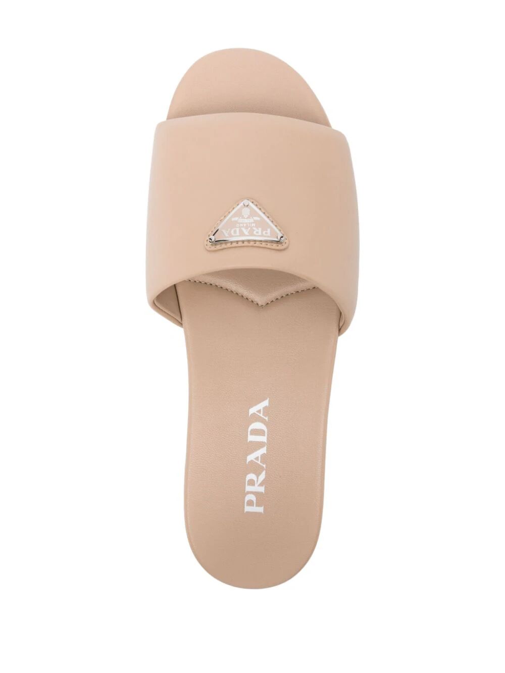 PRADA Leather Slide Sandals with 1 cm Heel