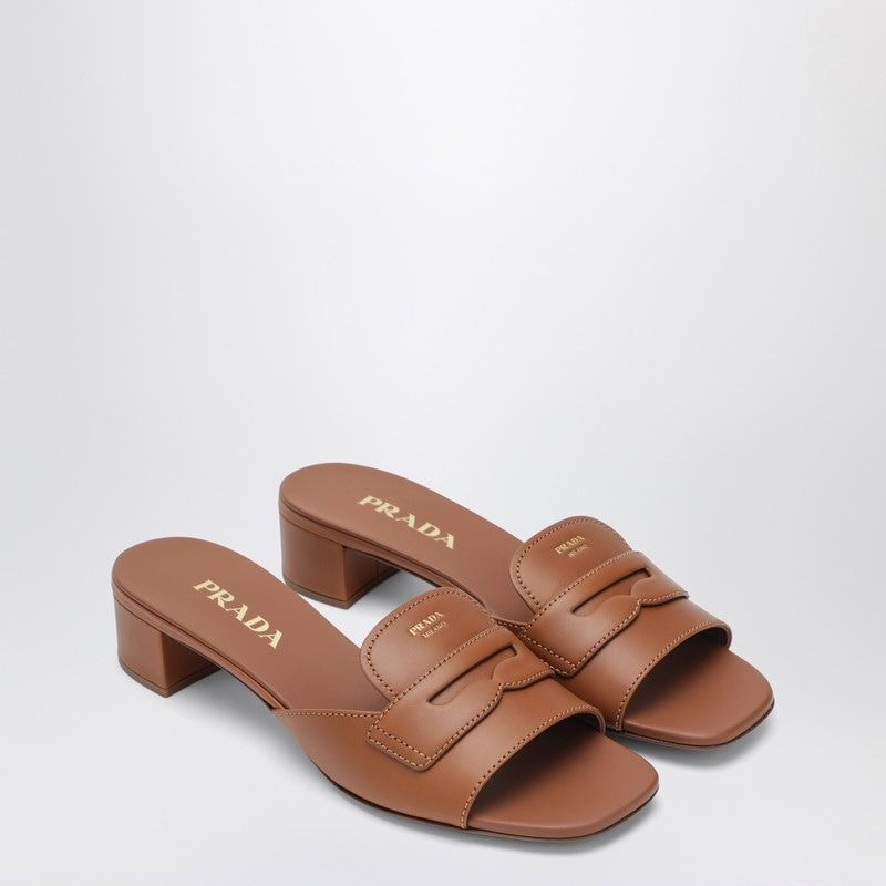 PRADA Leather Sandals with Screen-Printed Logo