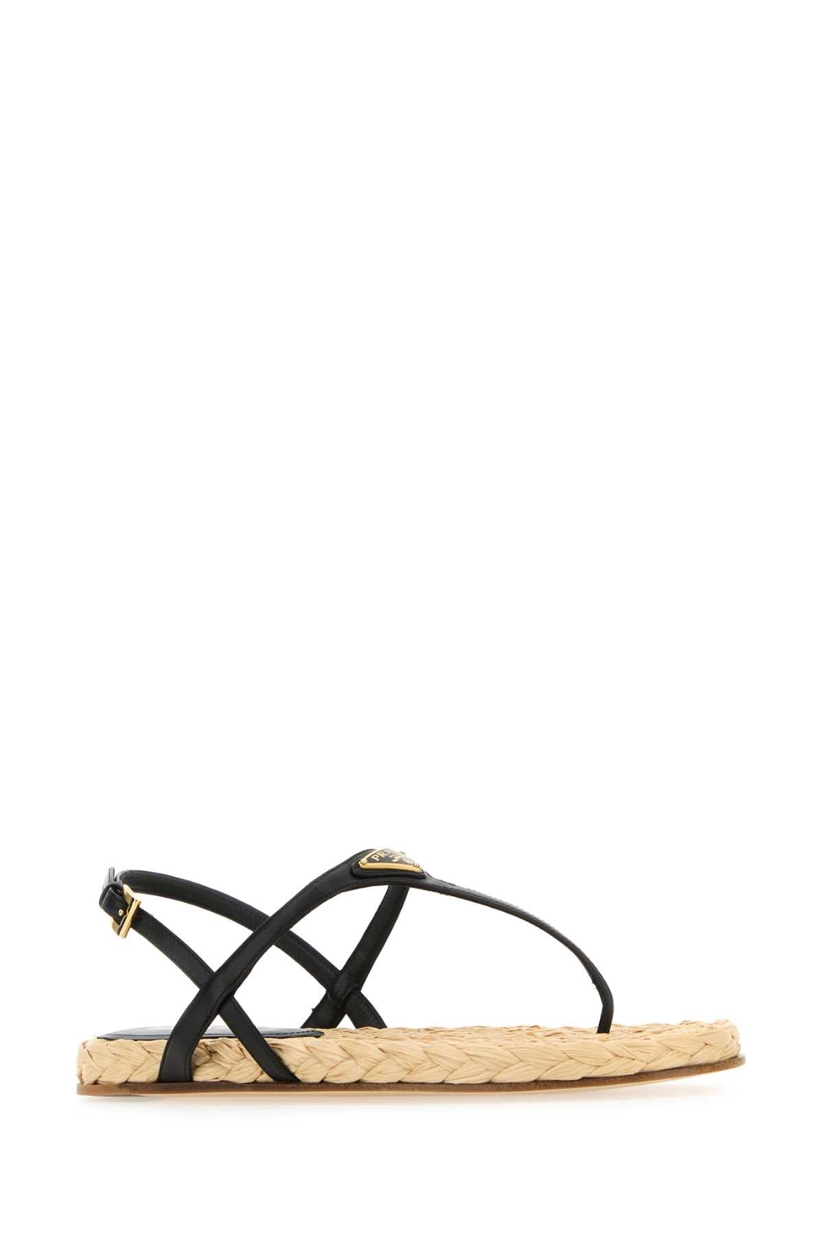 PRADA Elegant Leather Thong Sandals