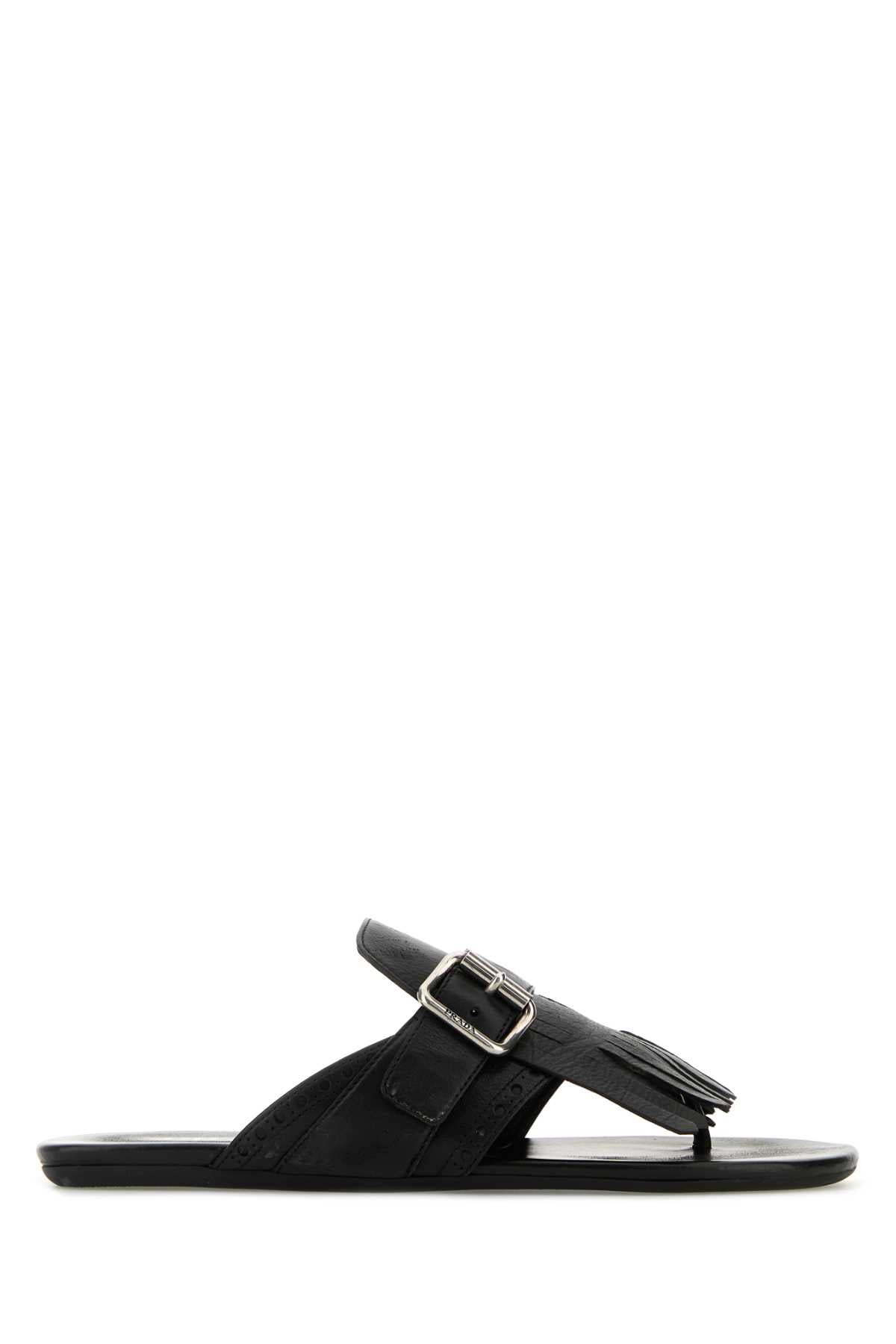PRADA Leather Shuffle Thong Slippers for Women