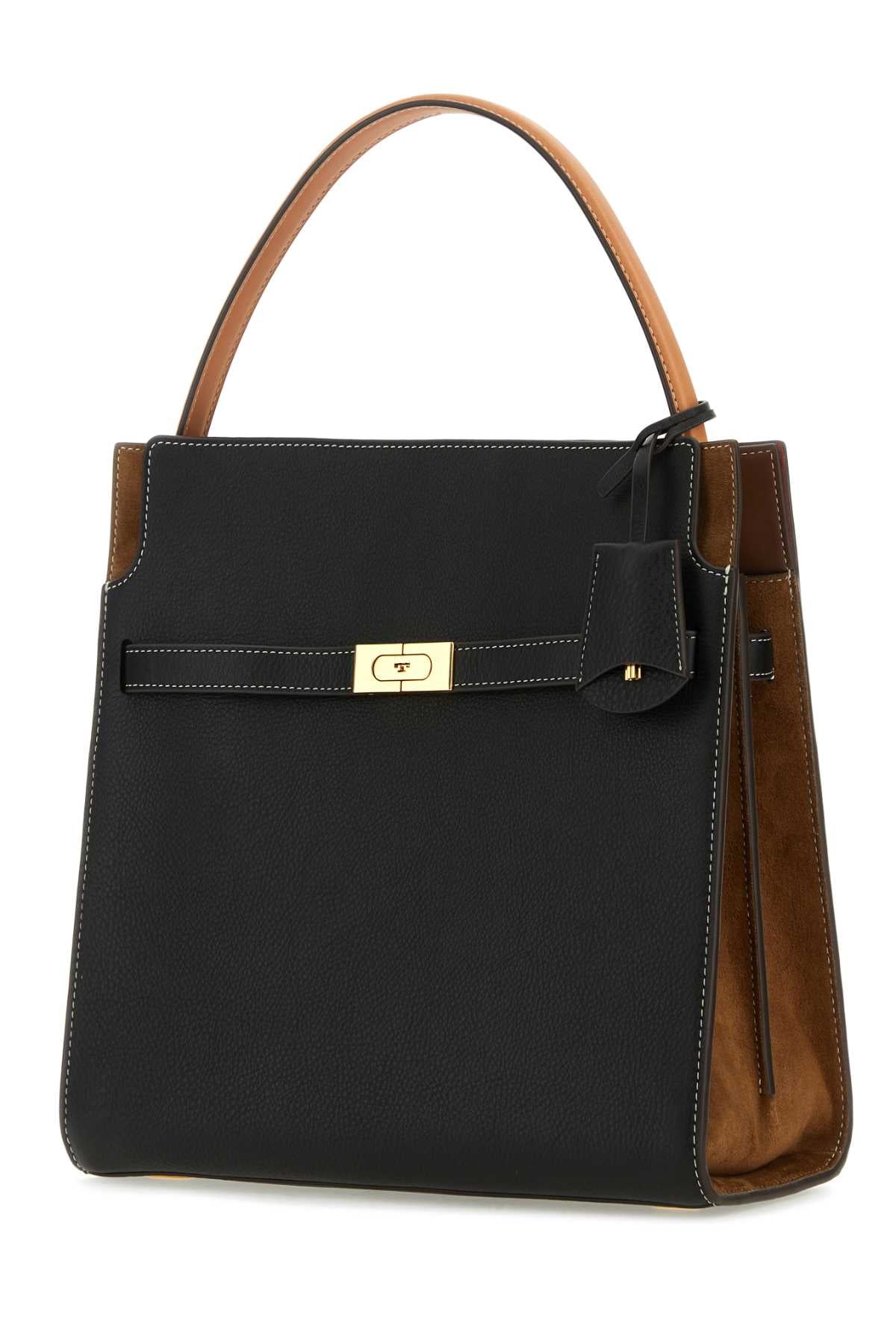 TORY BURCH Two-tone Leather Double Lee Radziwill Handbag - 31.5cm x 30cm x 15.5cm