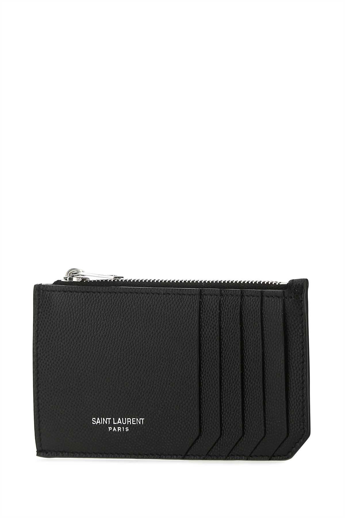 SAINT LAURENT Mini Leather Card Holder - Elegant Accessories for Men