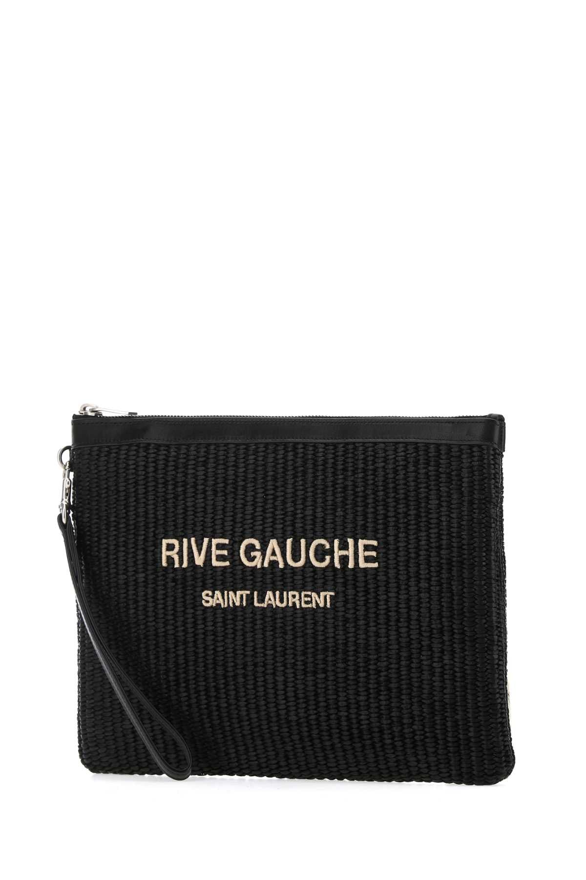 SAINT LAURENT Raffia Clutch Mini Bag - 30 cm x 21 cm x 2 cm