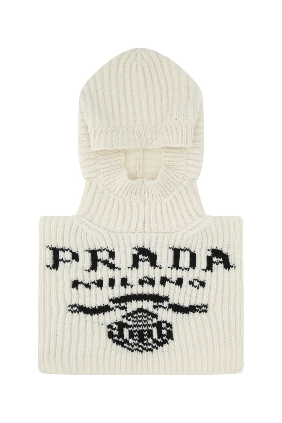 PRADA Ivory Cashmere Balaclava for Women