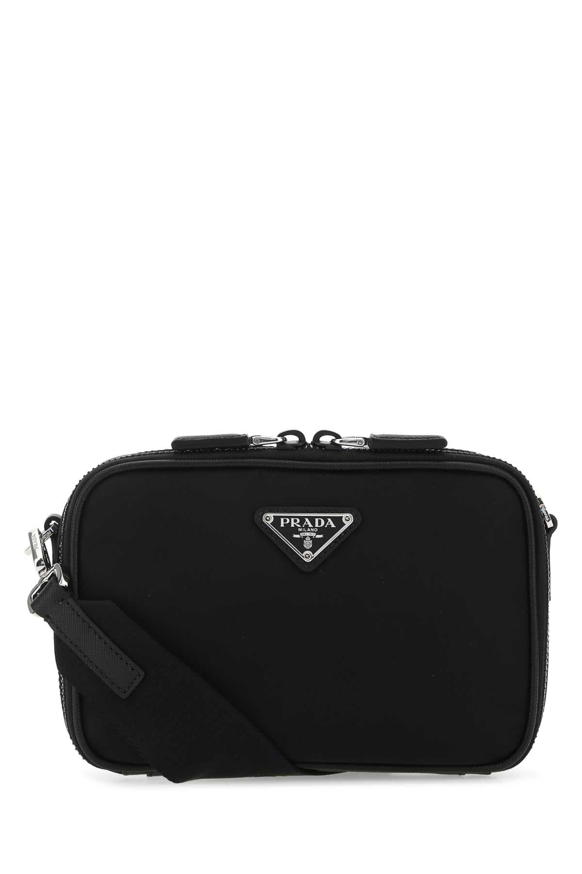PRADA Mini Leather and Nylon Crossbody Handbag