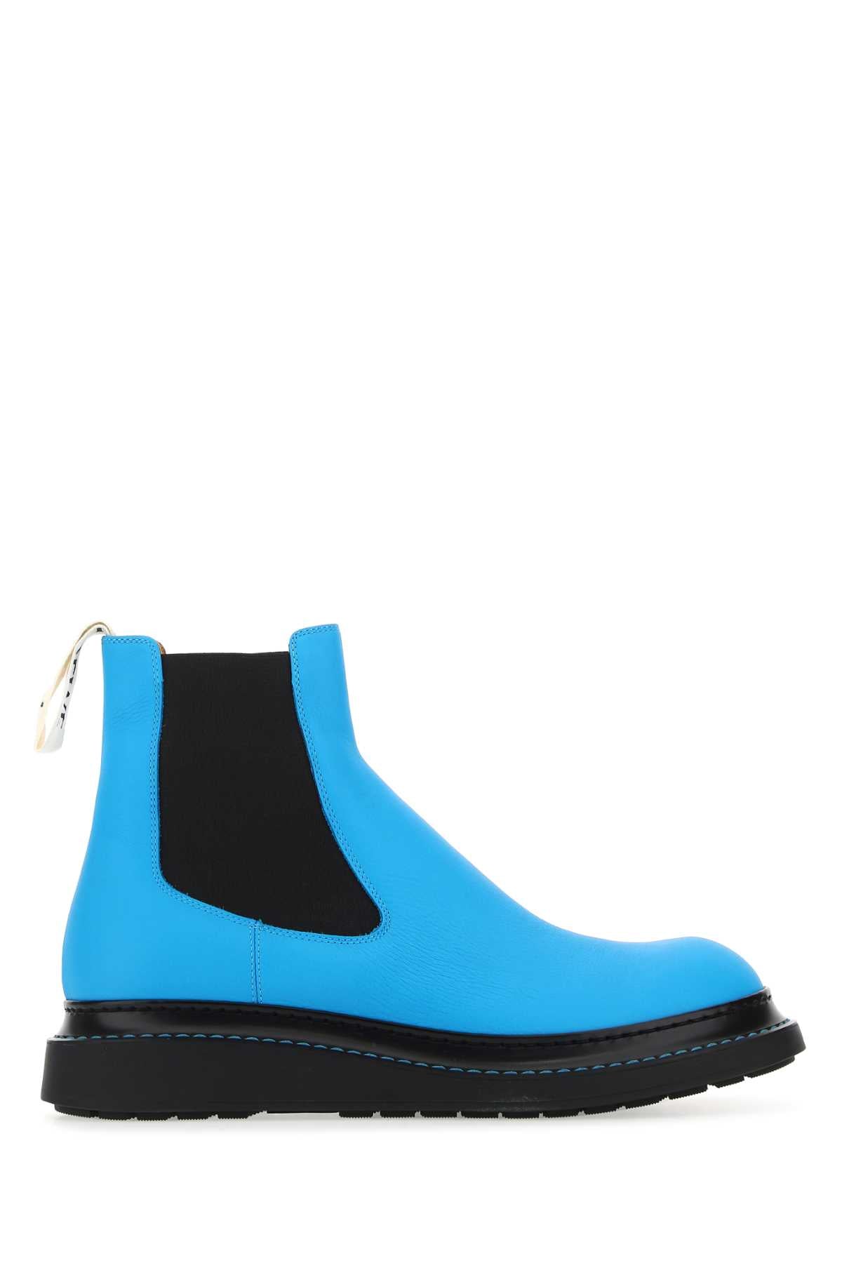 LOEWE Light Blue Leather Ankle Boots for Men