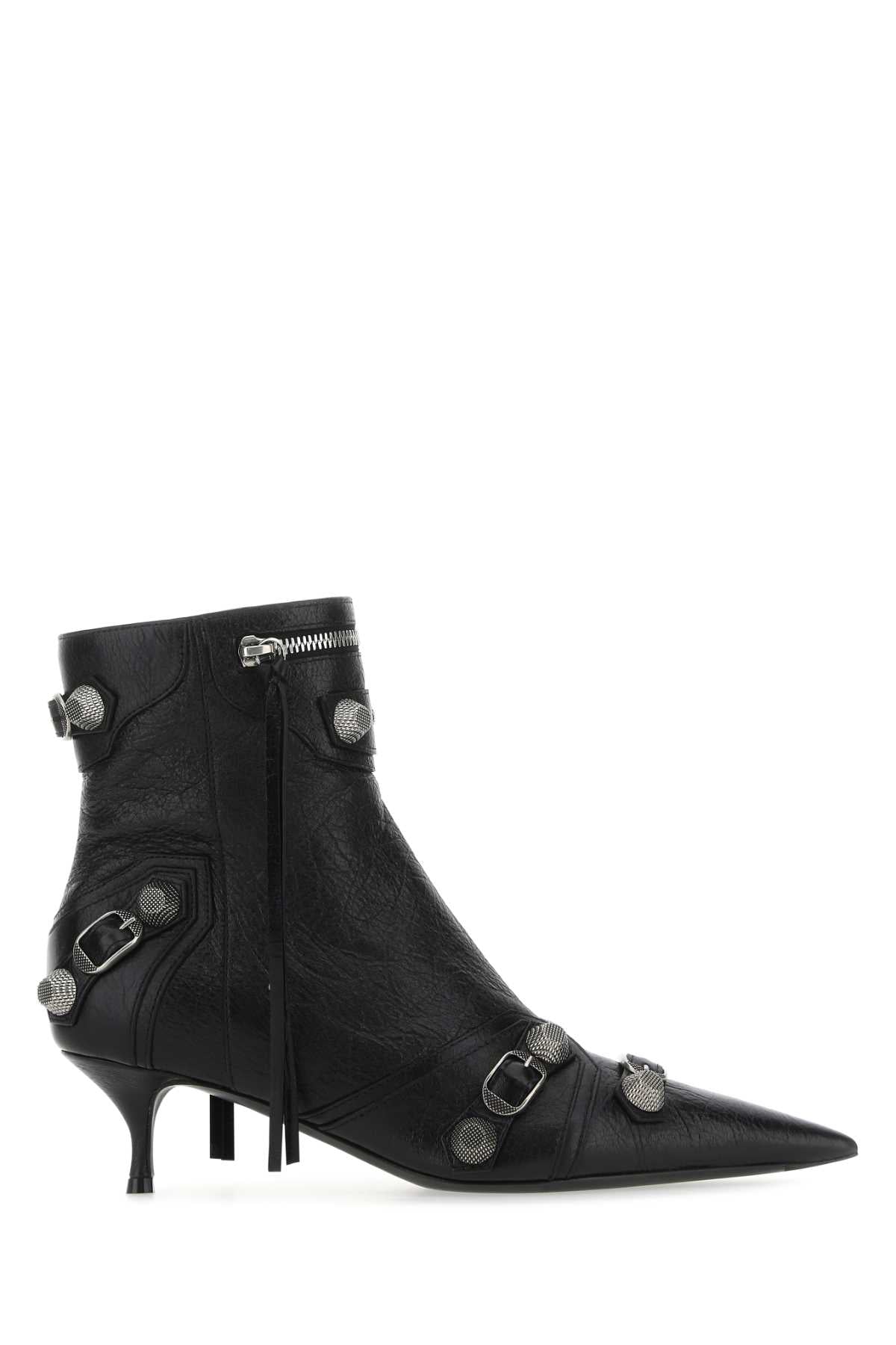 BALENCIAGA Cagole Mini Leather Ankle Boots with 5 cm Heel