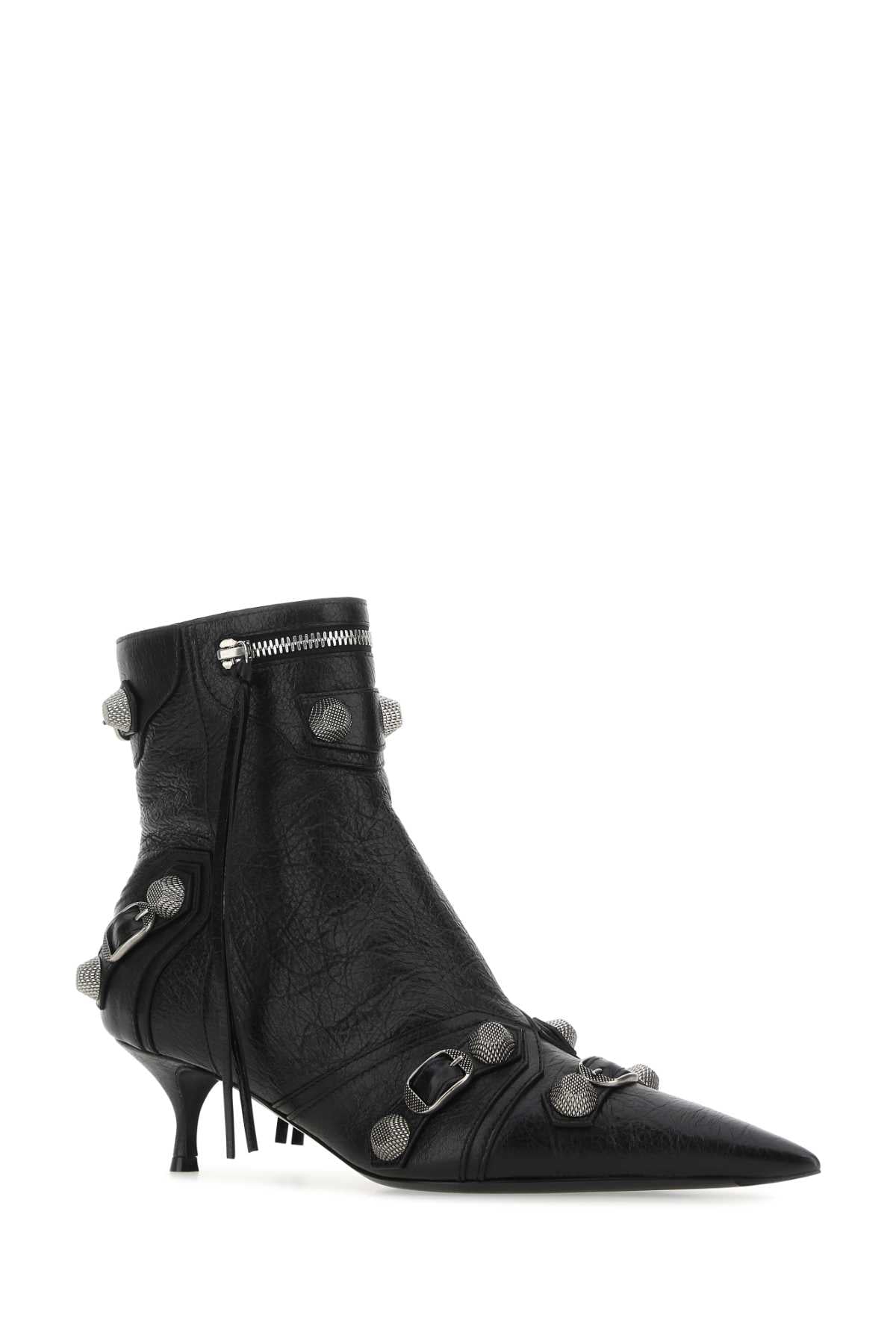 BALENCIAGA Cagole Mini Leather Ankle Boots with 5 cm Heel