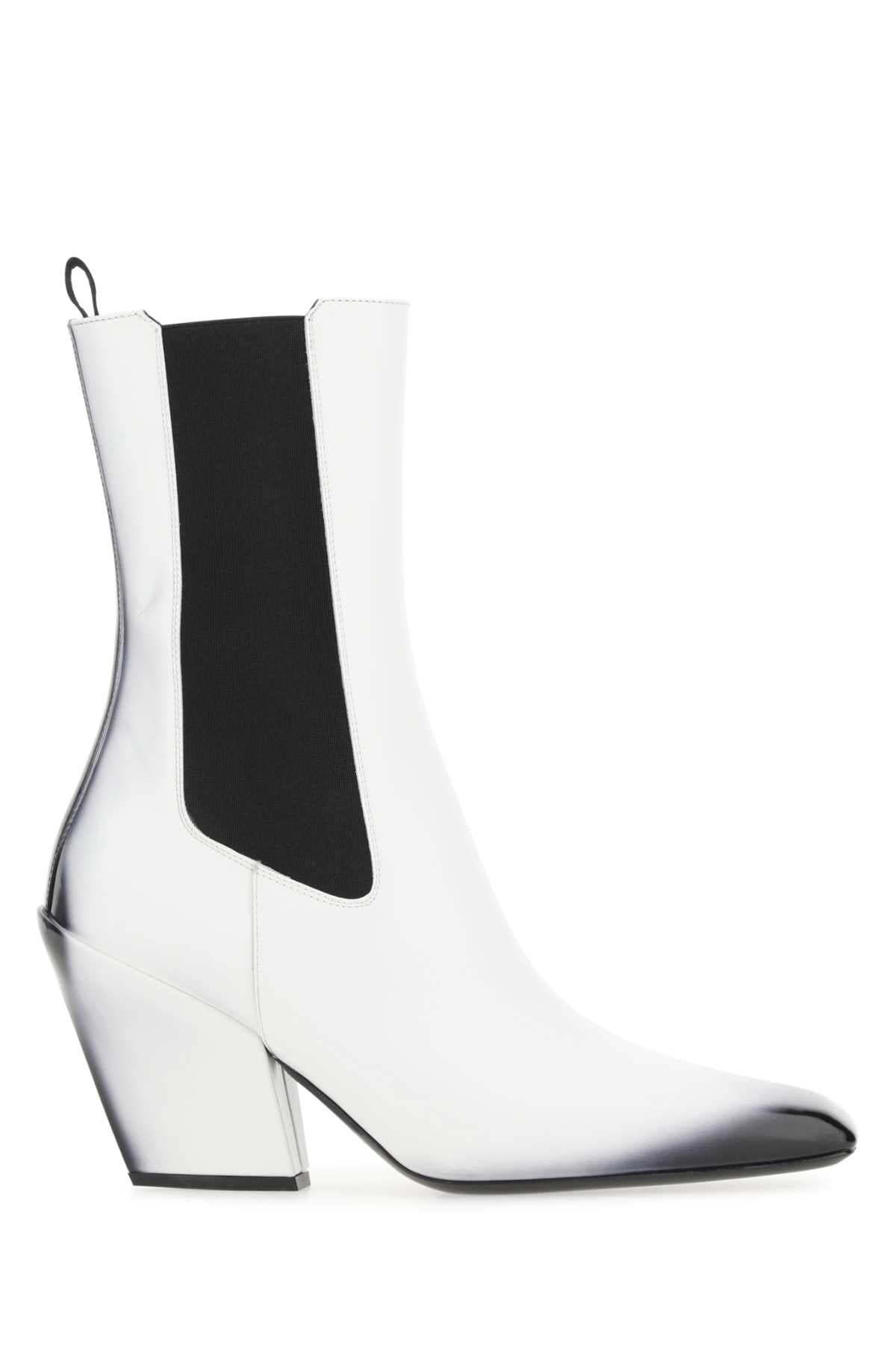 PRADA Chic Leather Ankle Boots with 10 cm Heel Height