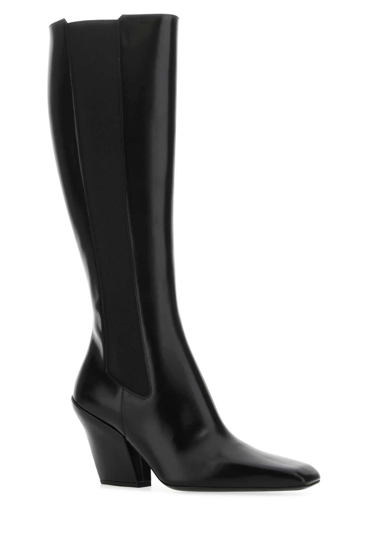 PRADA Stylish Leather Boots with 10 cm Heel Height for Women