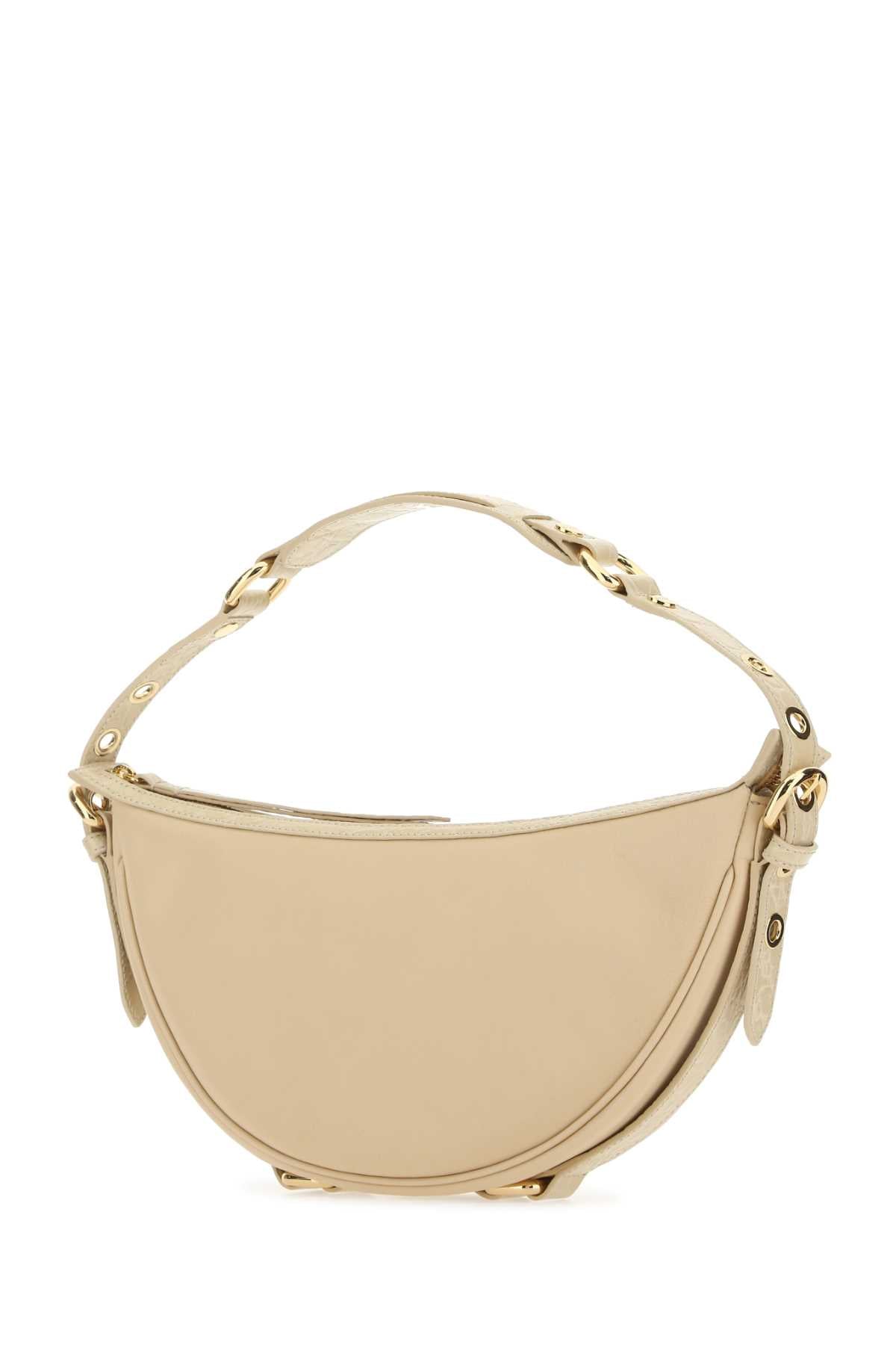 BY FAR Mini Cream Leather Shoulder Handbag