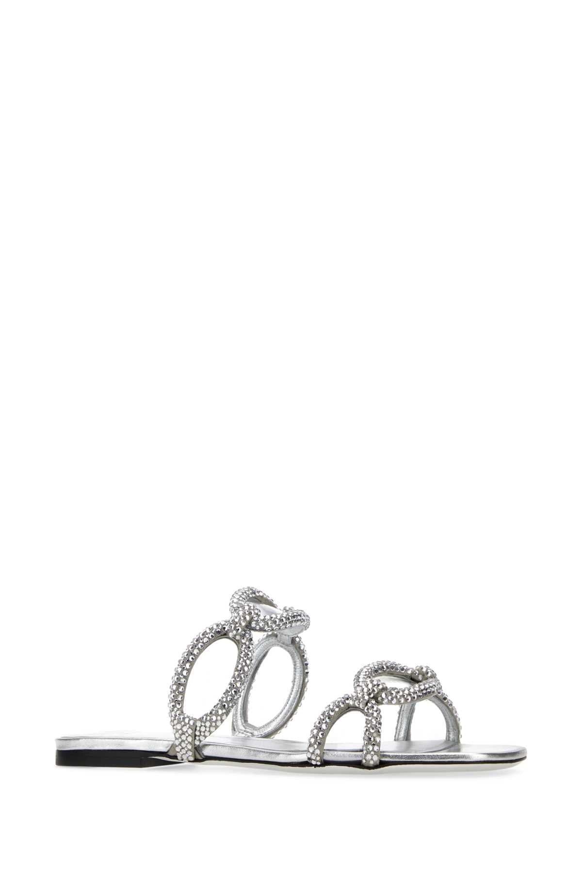 VALENTINO GARAVANI Sparkling Rhinestone Chain Slippers