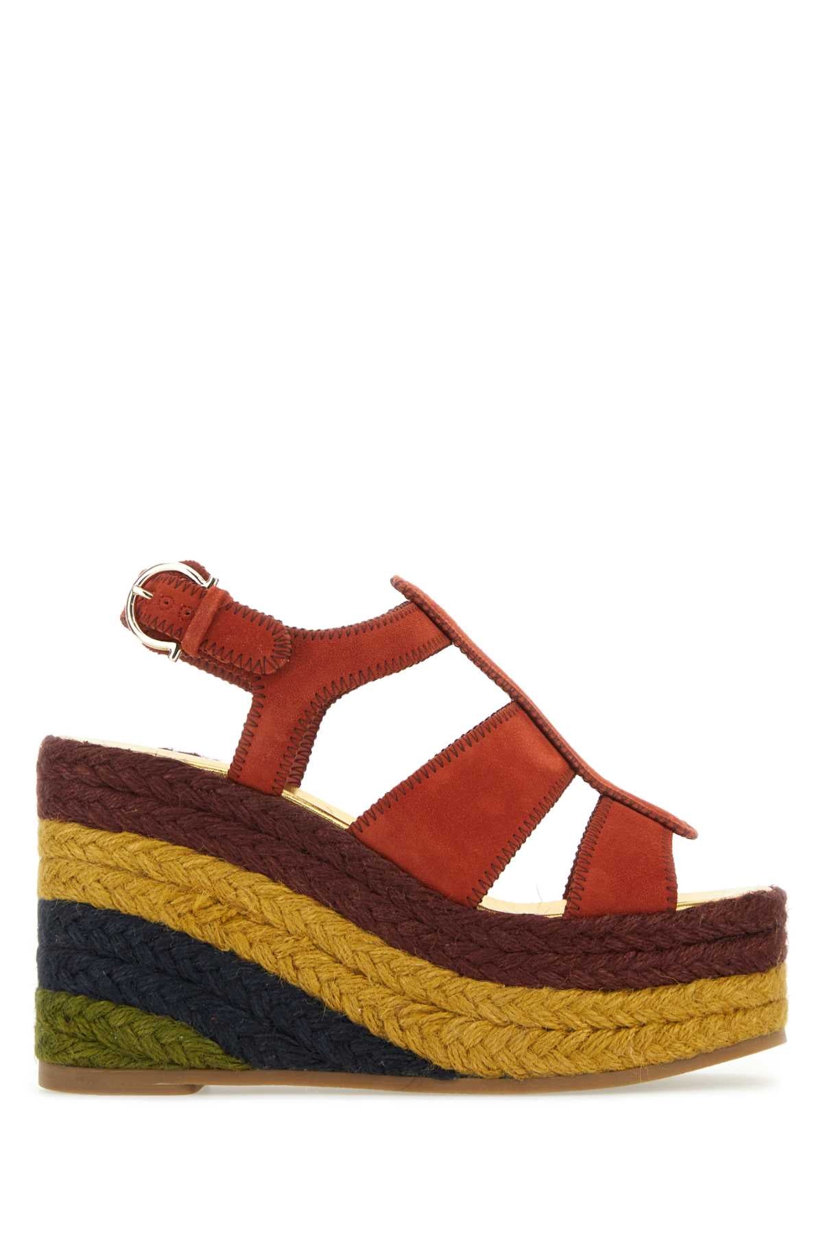 Ferragamo Elevated Suede Renee Wedge Sandals - 5.5cm Plateau, 11.5cm Wedge