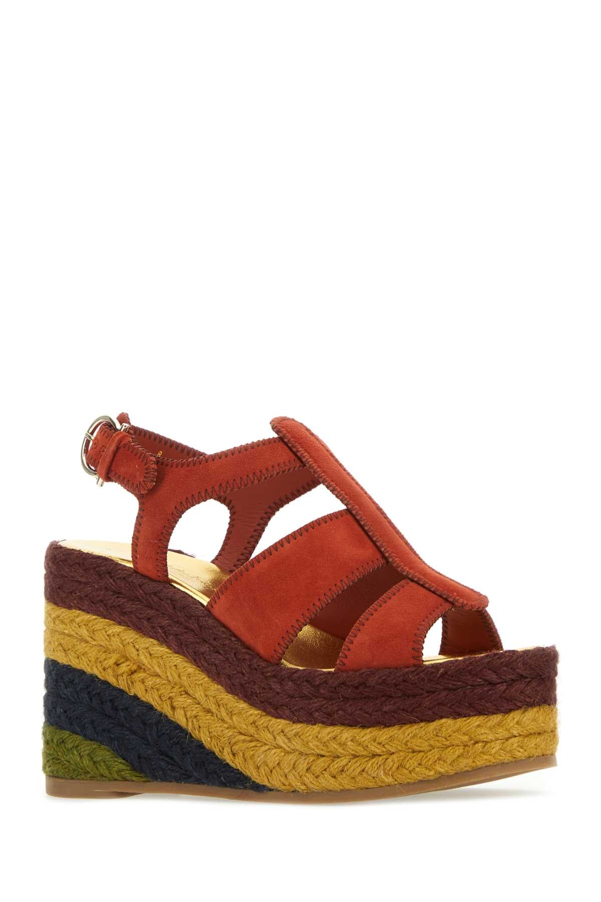 Ferragamo Elevated Suede Renee Wedge Sandals - 5.5cm Plateau, 11.5cm Wedge