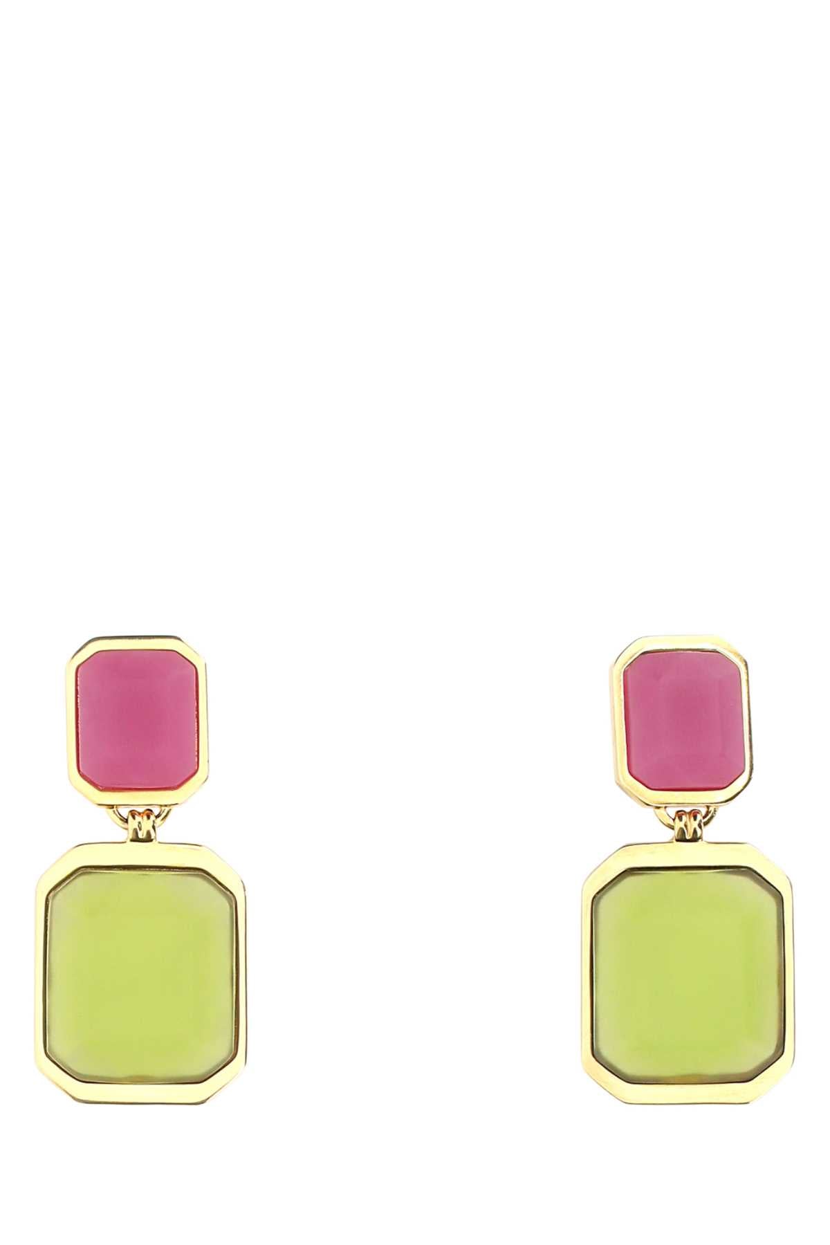 SAINT LAURENT Elegant Golden Metal Earrings - 8 cm Height