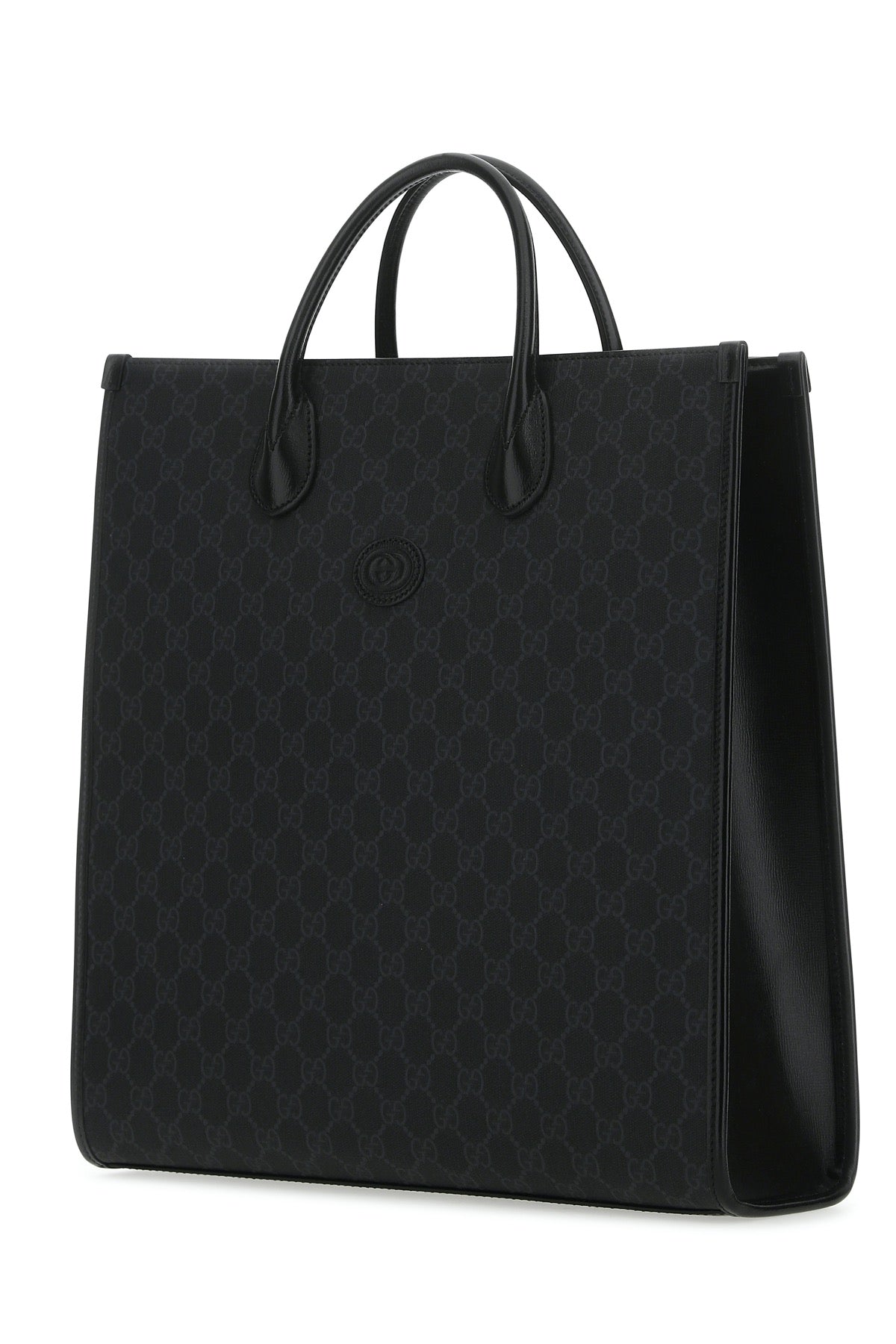 GUCCI GG Supreme Fabric and Leather Shopping Handbag - 36 cm Width