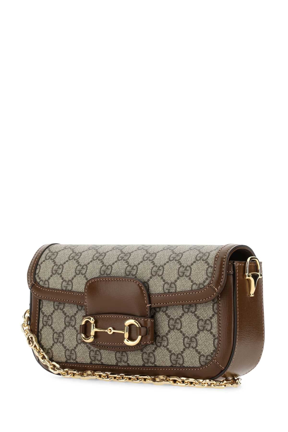 GUCCI Elegant Leather Handbag with GG Fabric - 22 cm x 13 cm x 6 cm