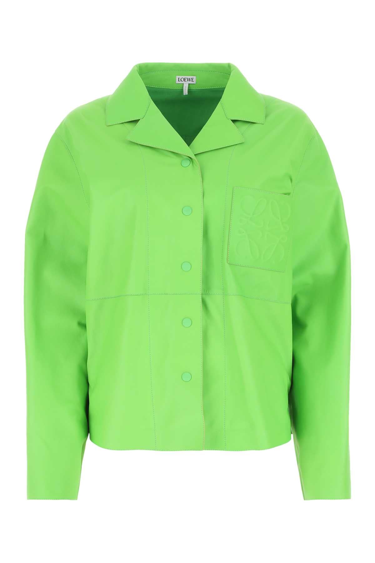 LOEWE Leather Shirt in Fluo Green for Women