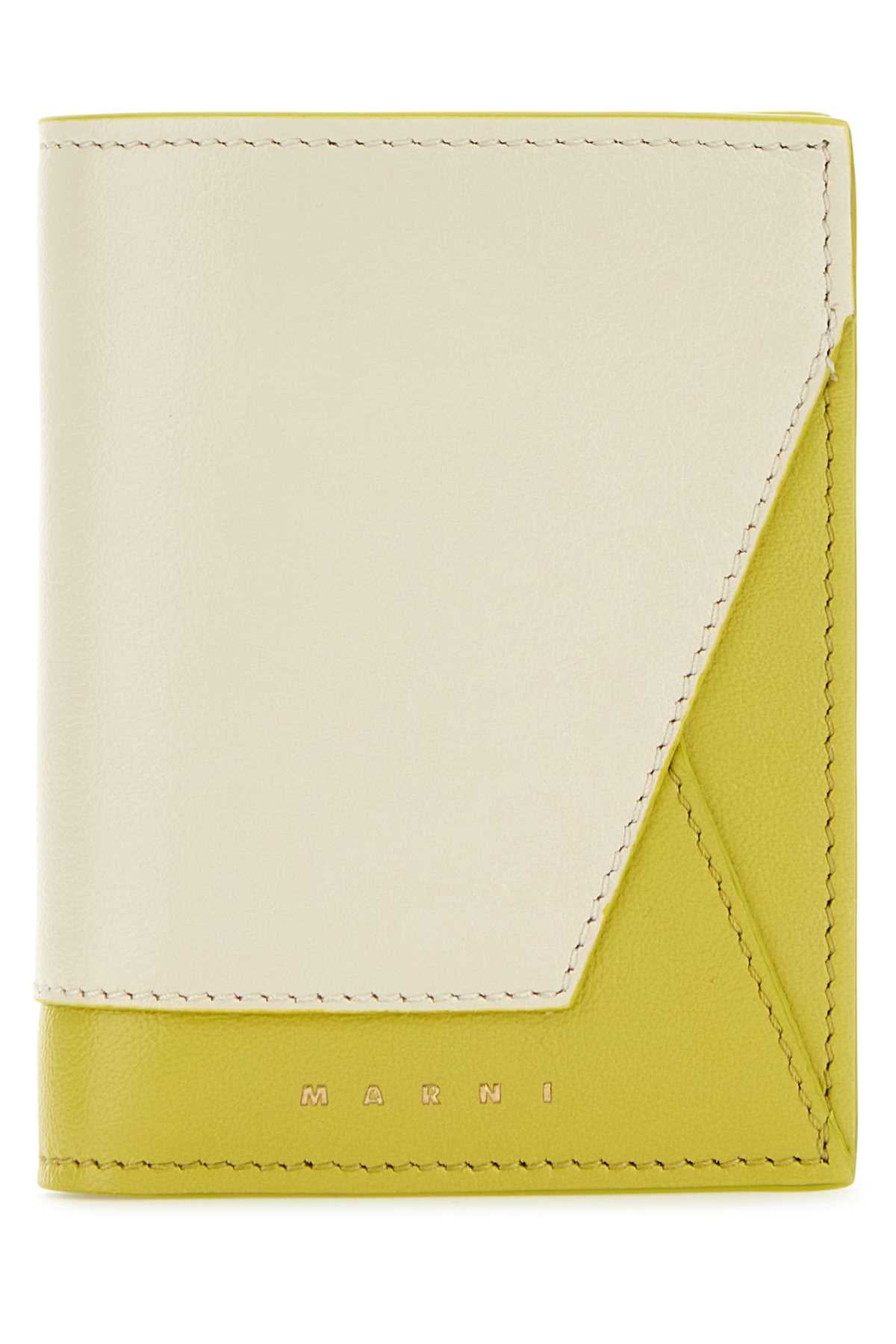 MARNI Two-tone Mini Leather Wallet - 8.5 cm x 11.5 cm x 3 cm