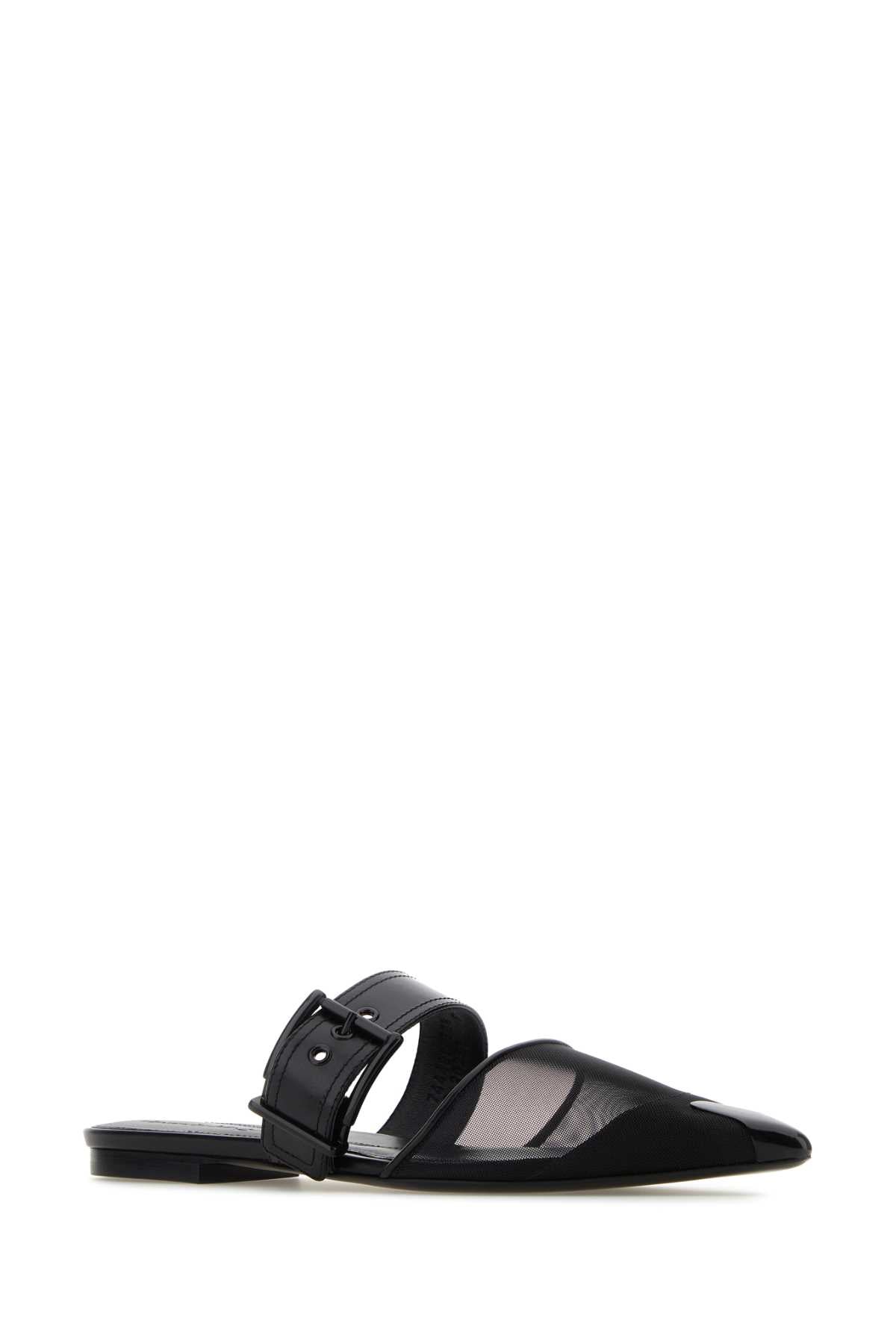 ALEXANDER MCQUEEN Punk Mesh and Leather Slippers for Her