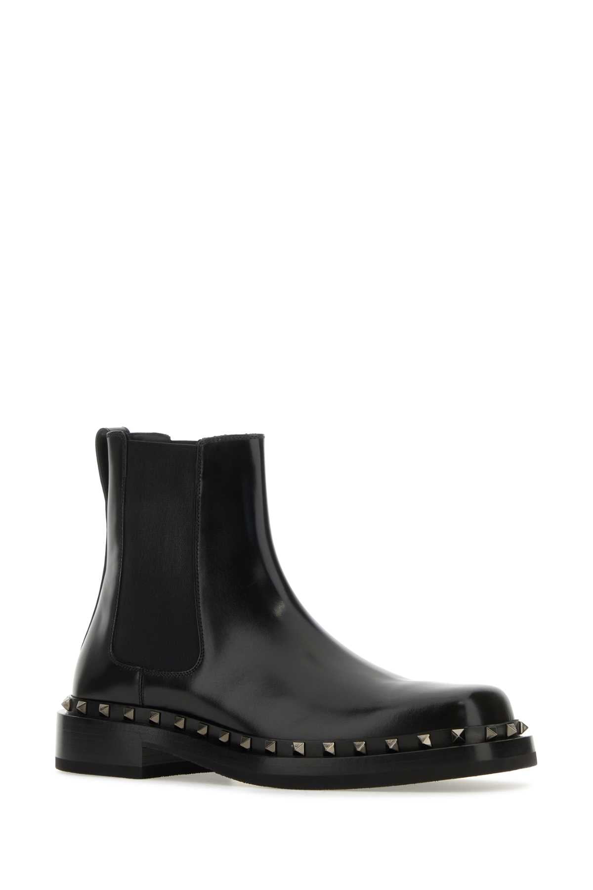 VALENTINO GARAVANI Stylish Leather Rockstud Ankle Boots for Men