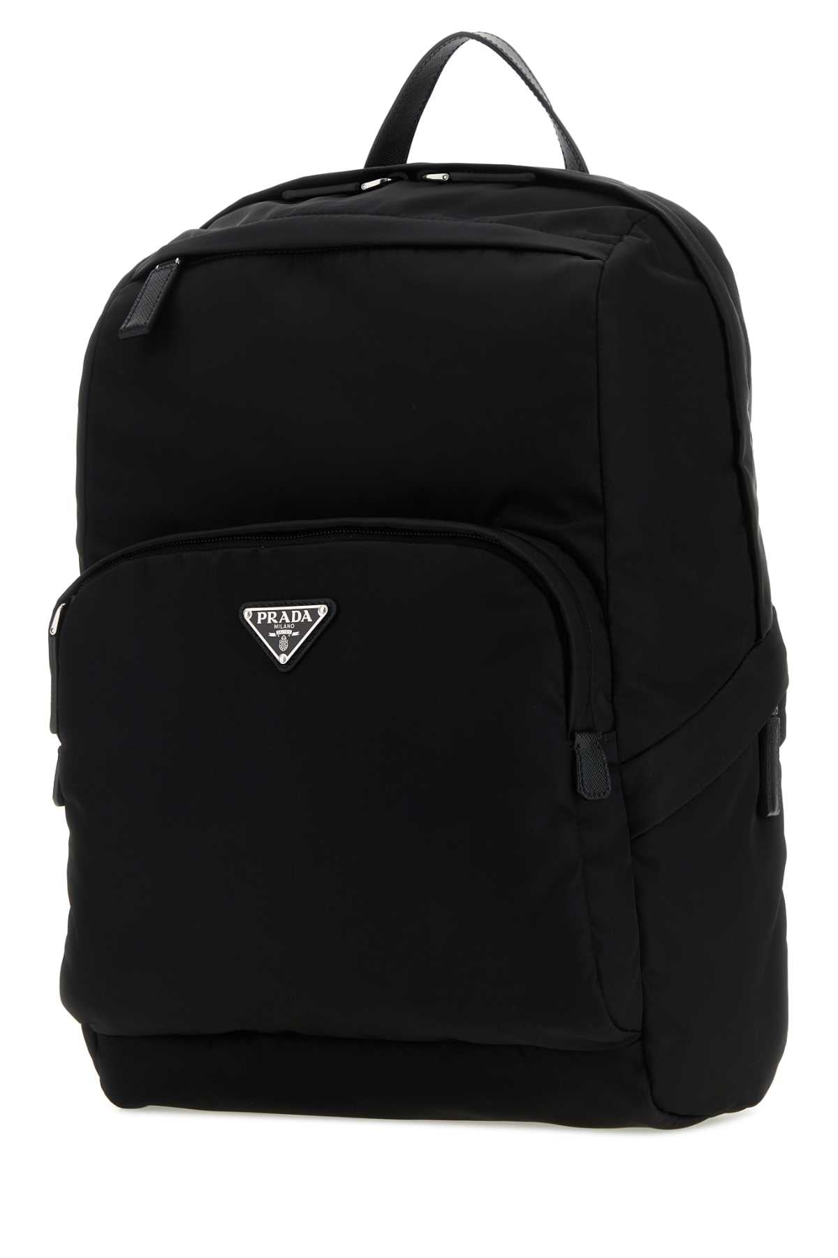 PRADA Elevated Black Re-Nylon and Leather Backpack - 30 cm x 39 cm x 17 cm