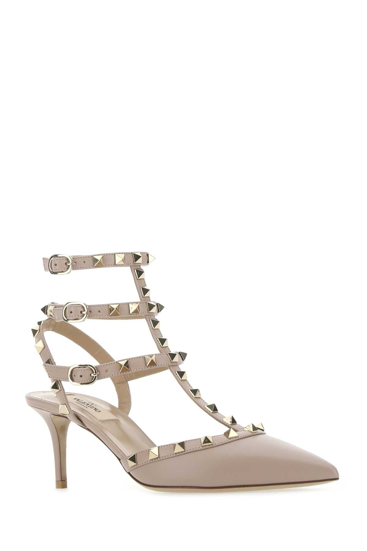 VALENTINO GARAVANI Antiqued Leather Rockstud Pumps with 6.5 cm Heel