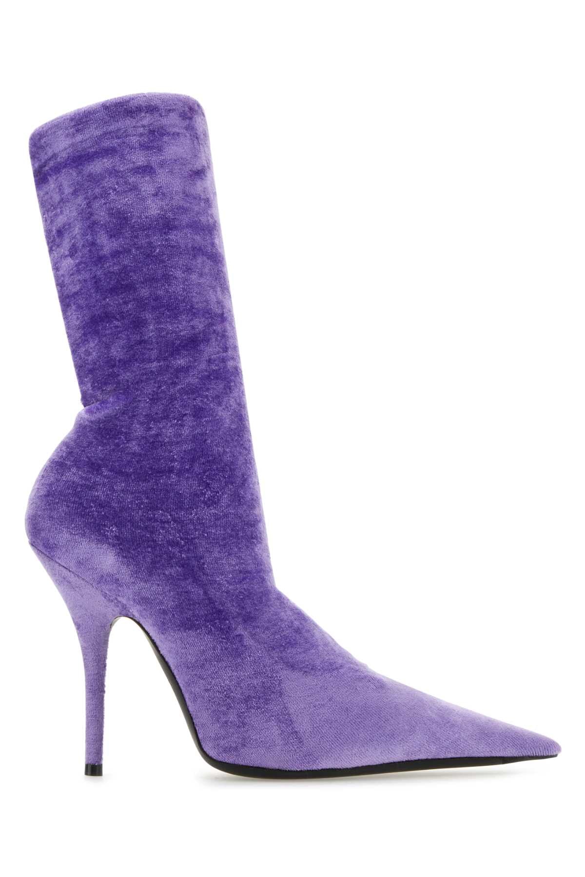 BALENCIAGA Luxury Velvet Knife Ankle Boots with 11 cm Heel Height