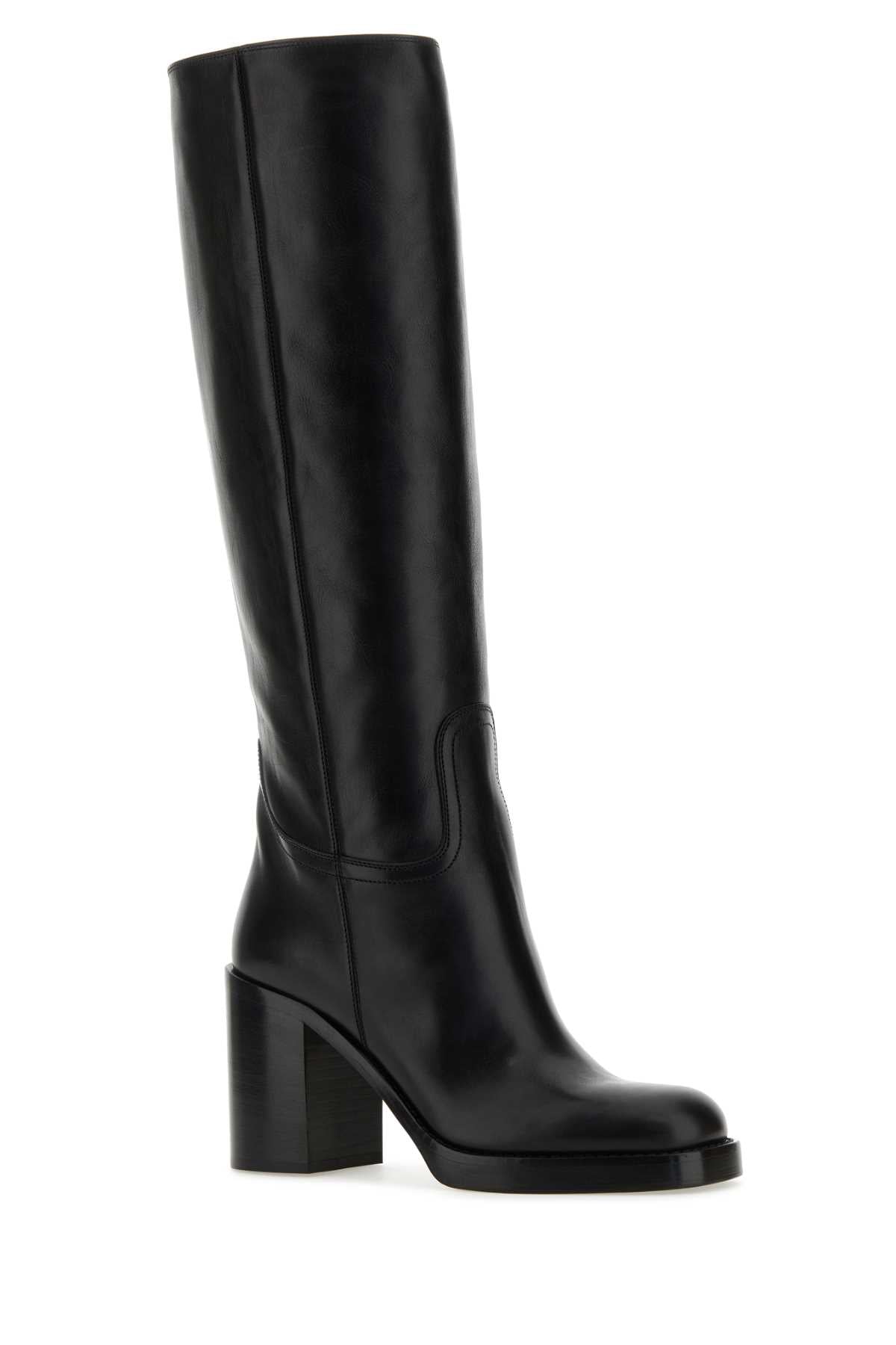 PRADA Women's Stylish Leather Boots with 9 cm Heel Height